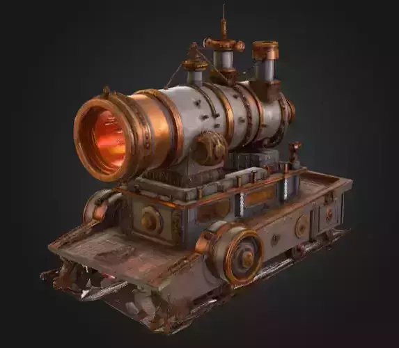 Steampunk Dominion Canon Low-poly 3D model