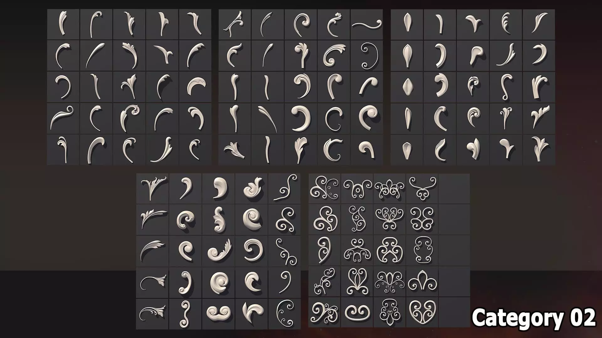 1582 Ornament Kitbash Bundle 120 New 3D Assets 3D Model Low-poly 3D model_2