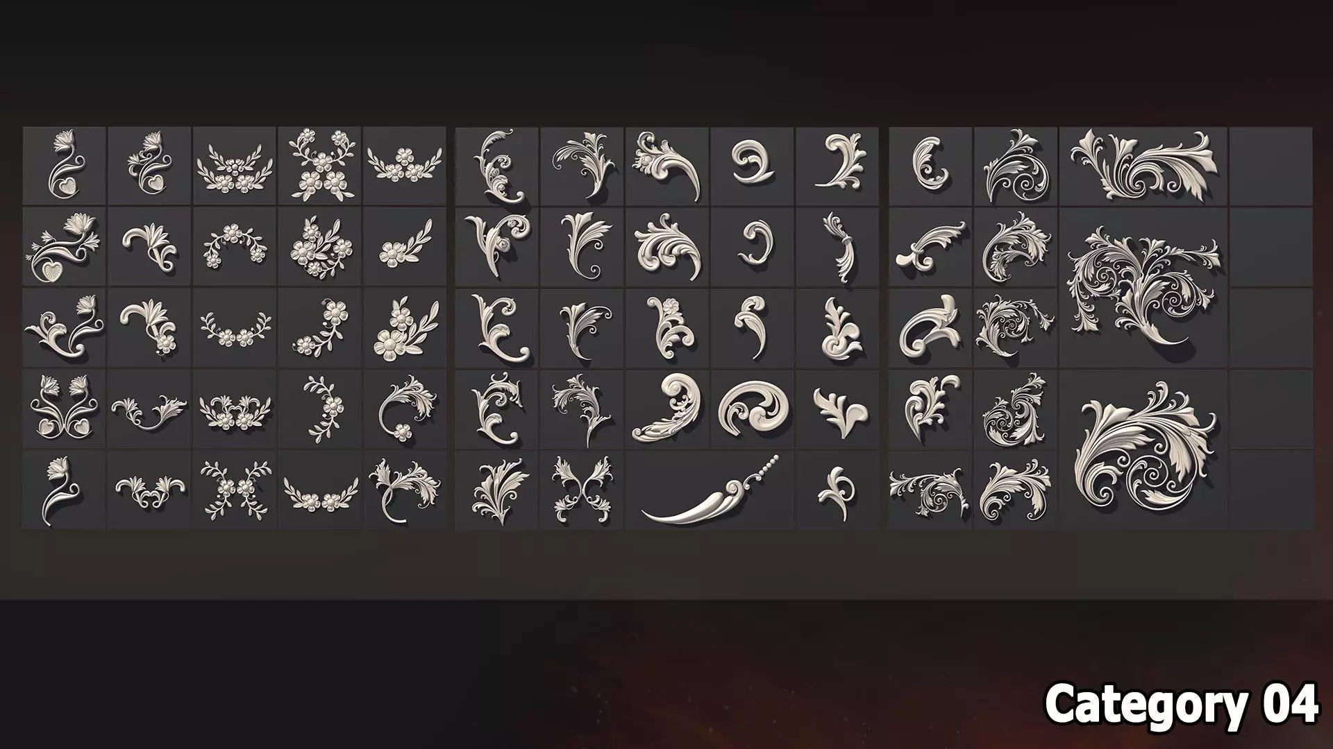 1582 Ornament Kitbash Bundle 120 New 3D Assets 3D Model Low-poly 3D model_4