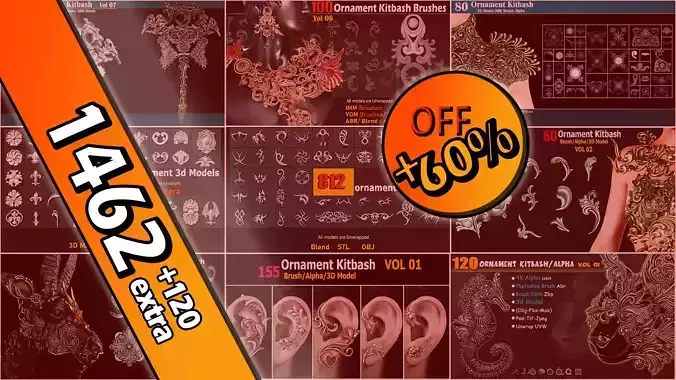1582 Ornament Kitbash Bundle 120 New 3D Assets 3D Model Low-poly 3D model 1582 Ornament Kitbash Bundle 120 New 3D Assets 3D Model Low-poly 3D model