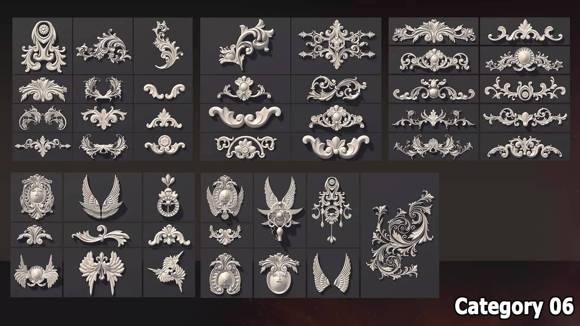 1582 Ornament Kitbash Bundle 120 New 3D Assets 3D Model Low-poly 3D model_6