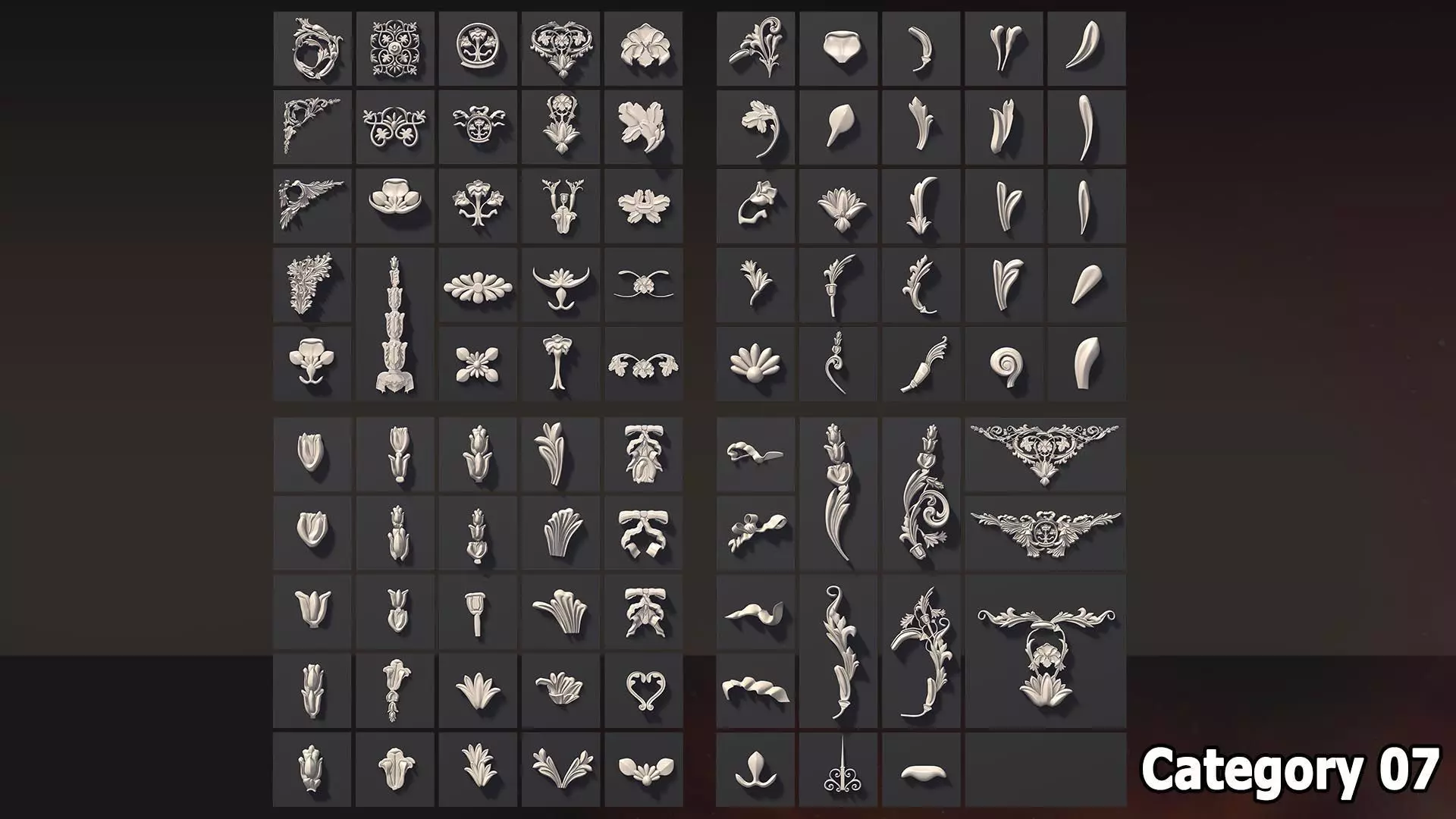 1582 Ornament Kitbash Bundle 120 New 3D Assets 3D Model Low-poly 3D model_7