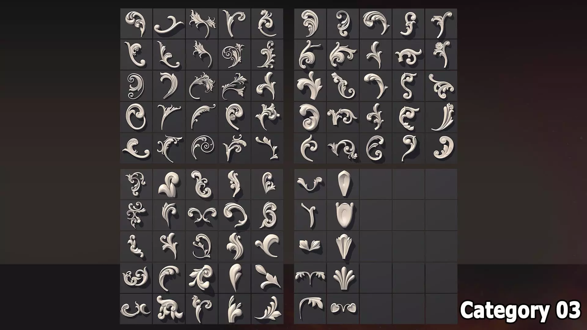 1582 Ornament Kitbash Bundle 120 New 3D Assets 3D Model Low-poly 3D model_3