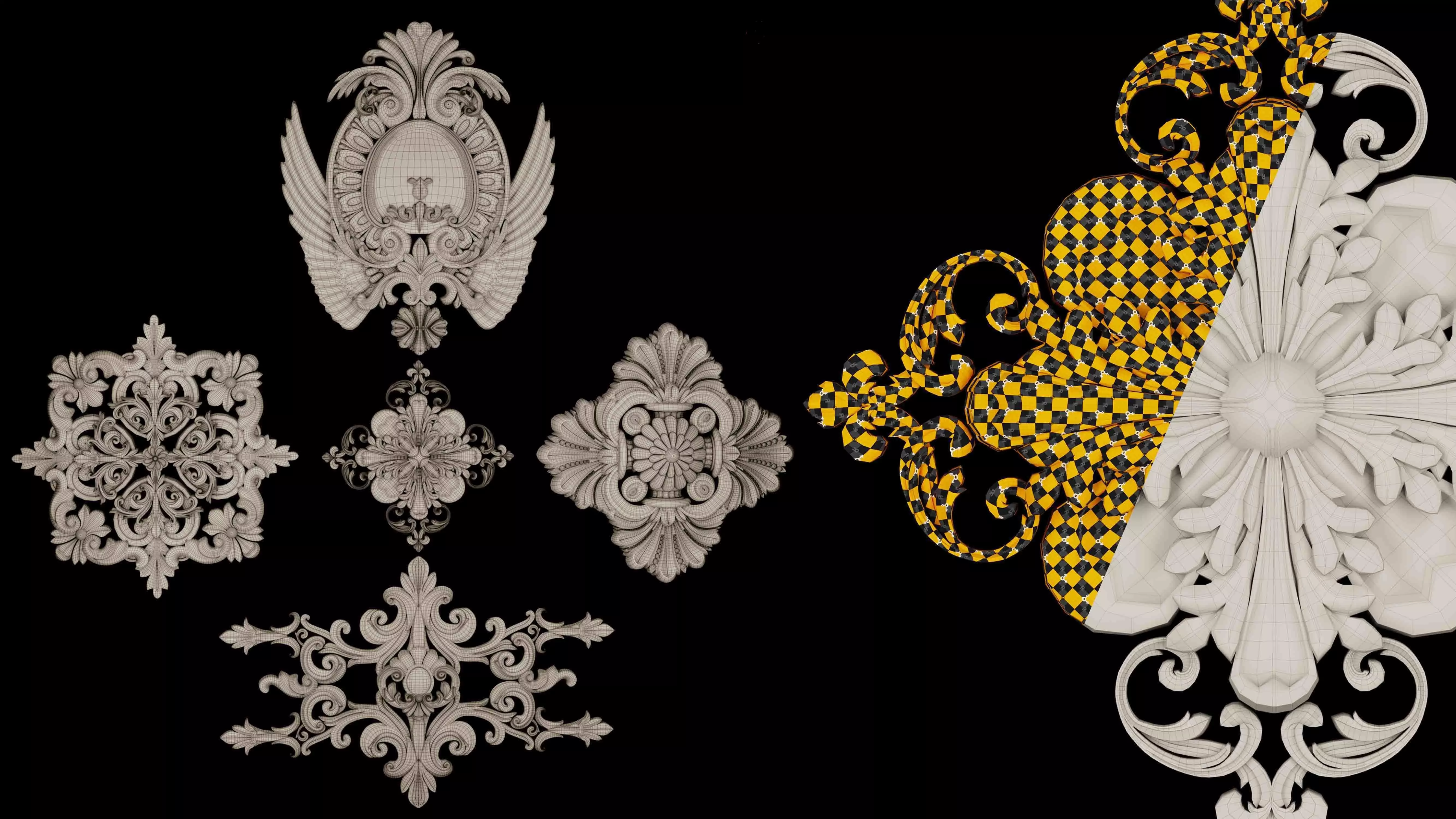 1582 Ornament Kitbash Bundle 120 New 3D Assets 3D Model Low-poly 3D model_21