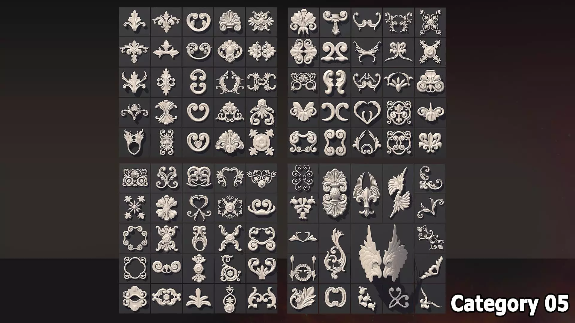 1582 Ornament Kitbash Bundle 120 New 3D Assets 3D Model Low-poly 3D model_5