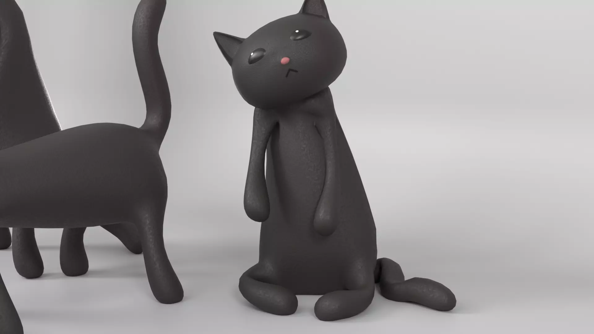Halloween Black Cat Ornament Set 3Poses Low-poly 3D model_4