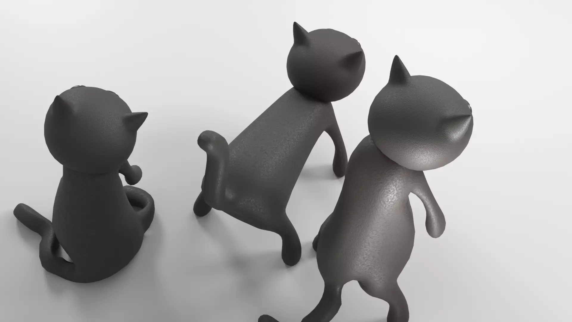 Halloween Black Cat Ornament Set 3Poses Low-poly 3D model_2