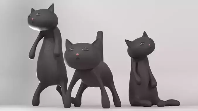 Halloween Black Cat Ornament Set 3Poses