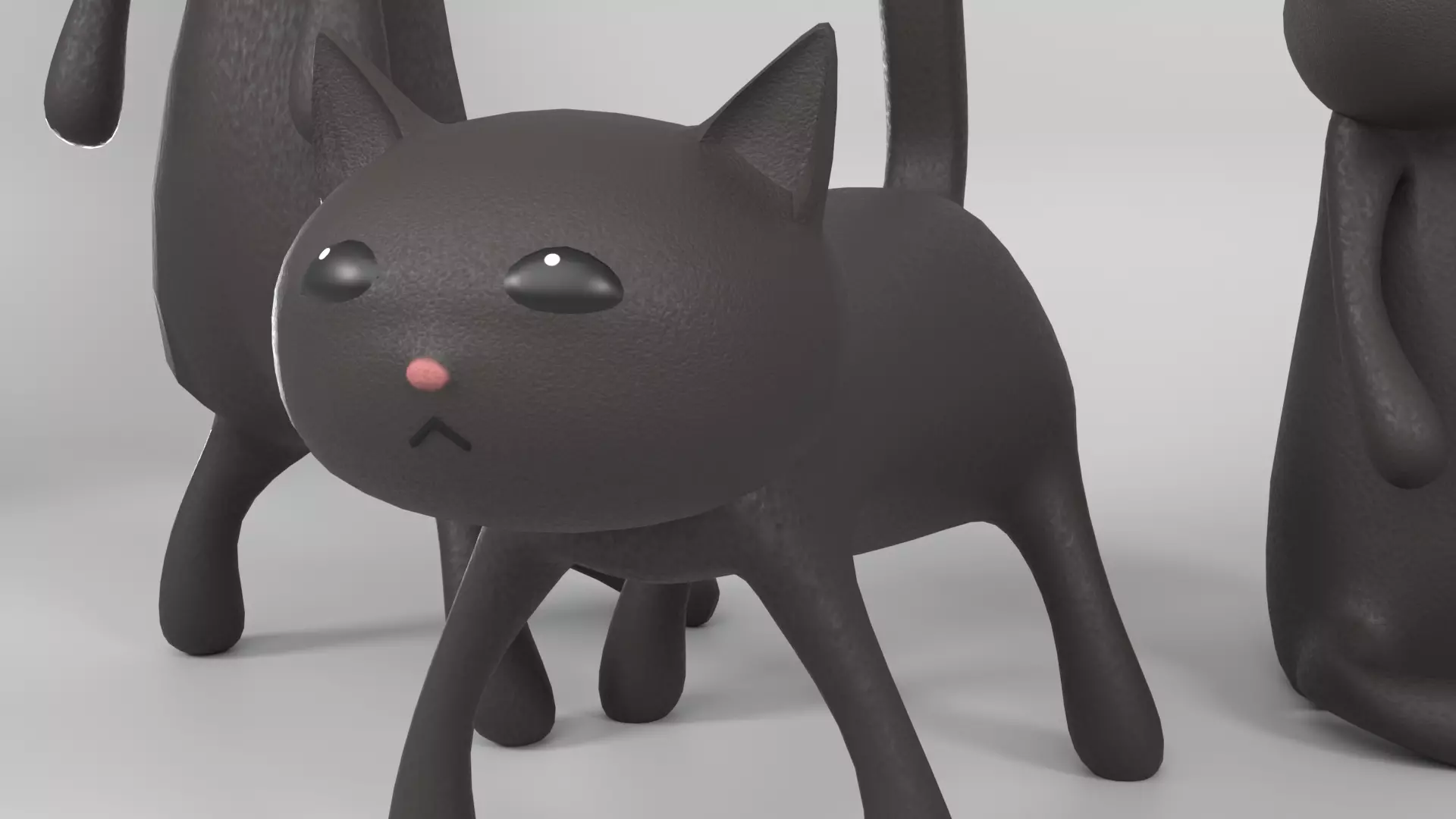 Halloween Black Cat Ornament Set 3Poses Low-poly 3D model_3