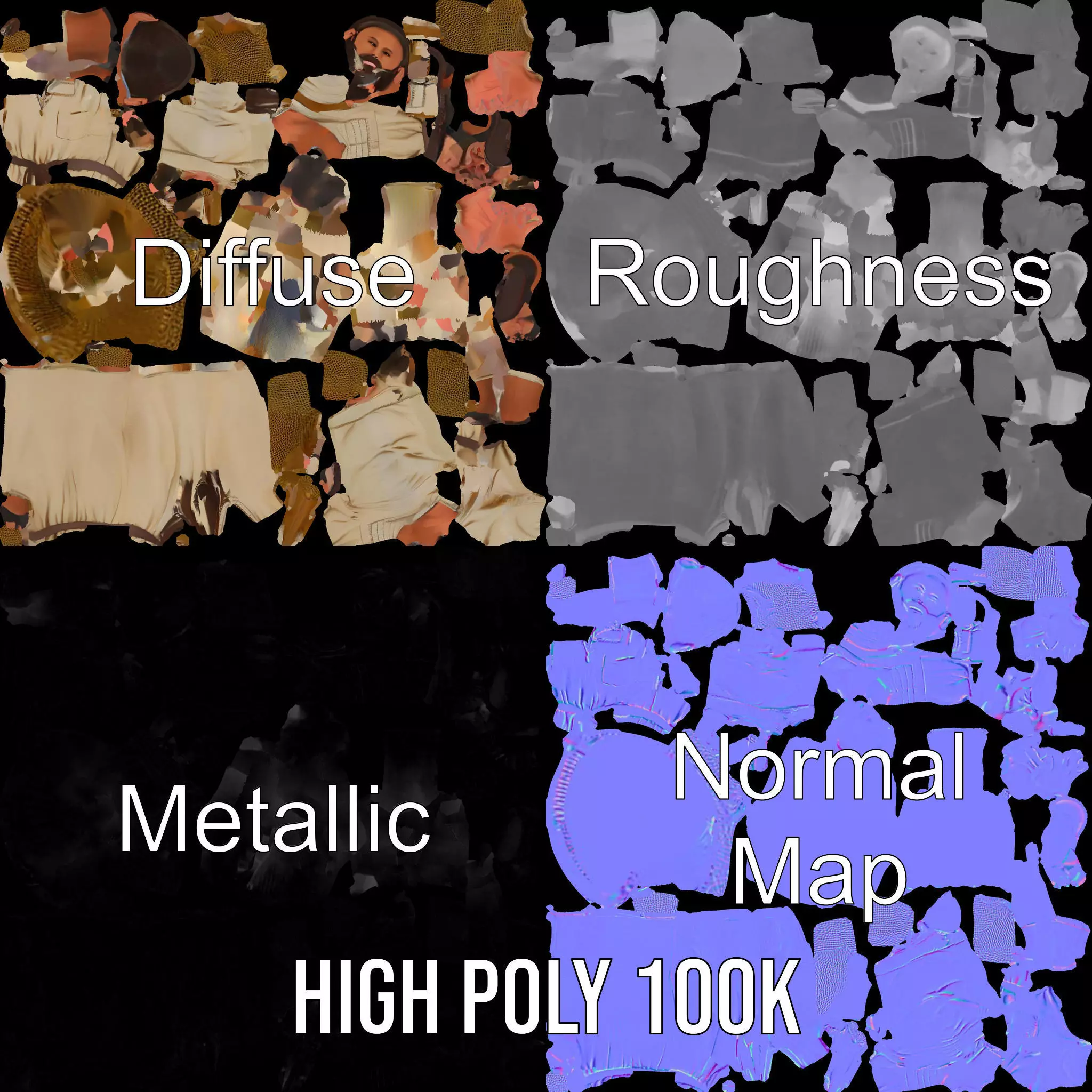 Ancient Traveler Character Model Pack with Traditional Garb Low-poly 3D model_3