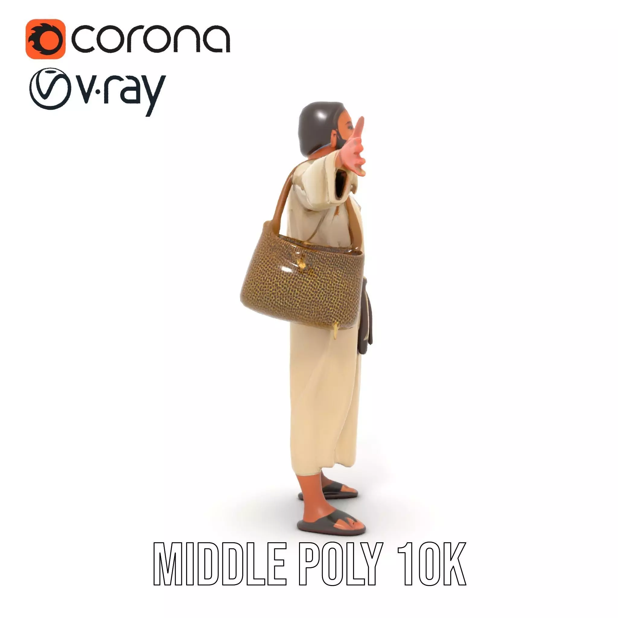 Ancient Traveler Character Model Pack with Traditional Garb Low-poly 3D model_26