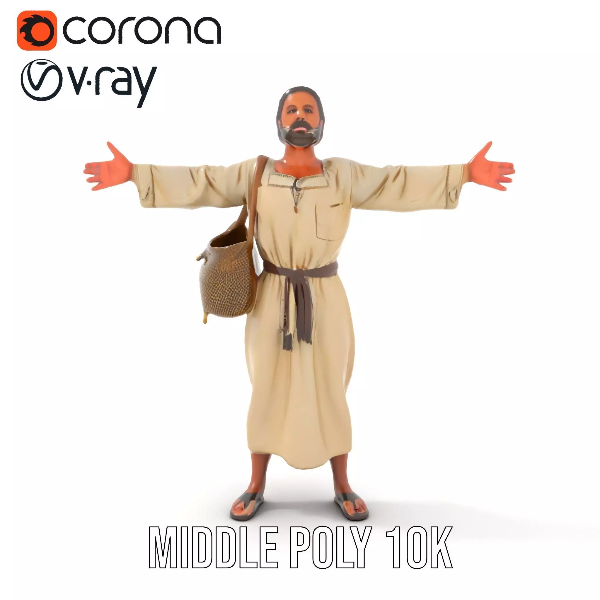 Ancient Traveler Character Model Pack with Traditional Garb Low-poly 3D model_10