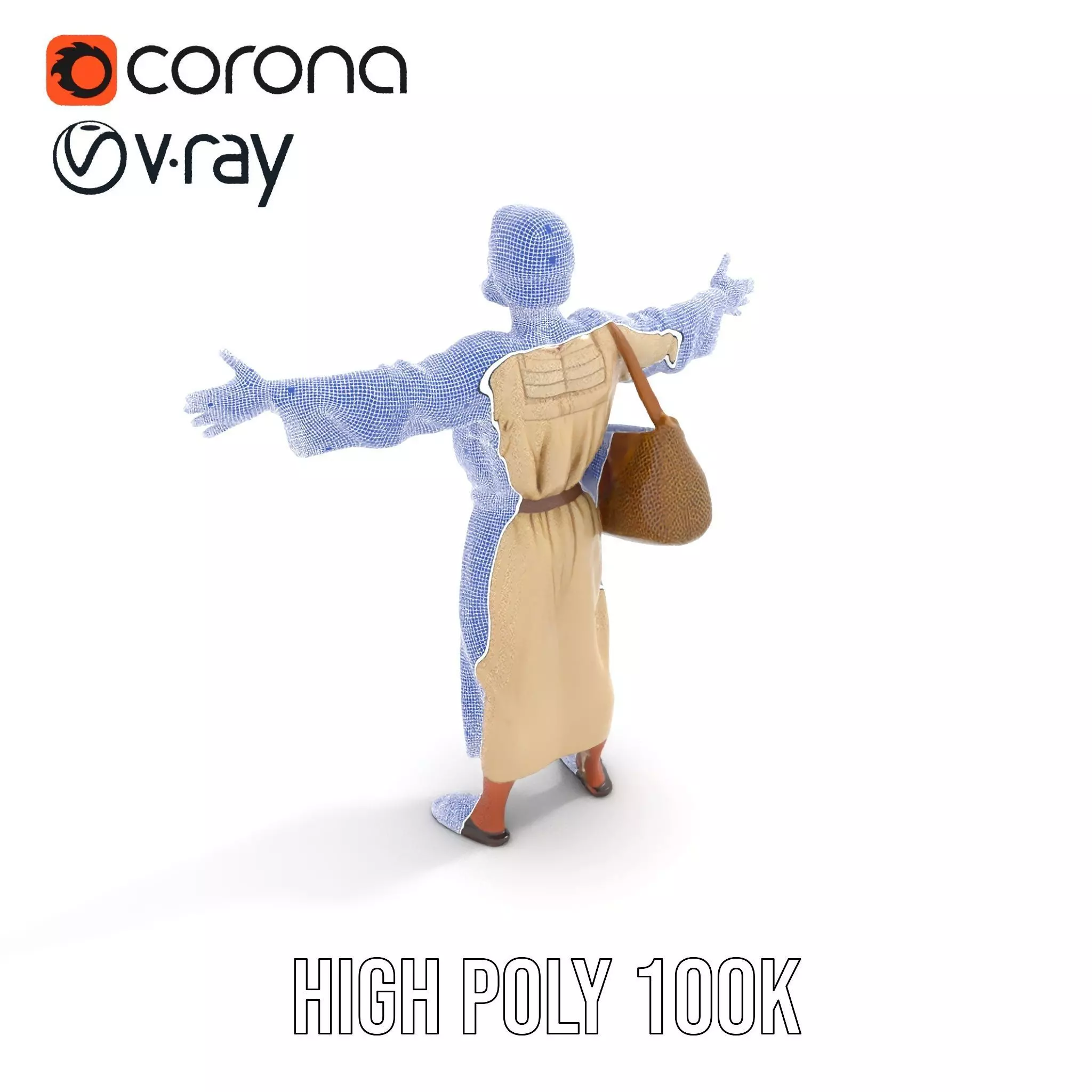 Ancient Traveler Character Model Pack with Traditional Garb Low-poly 3D model_18