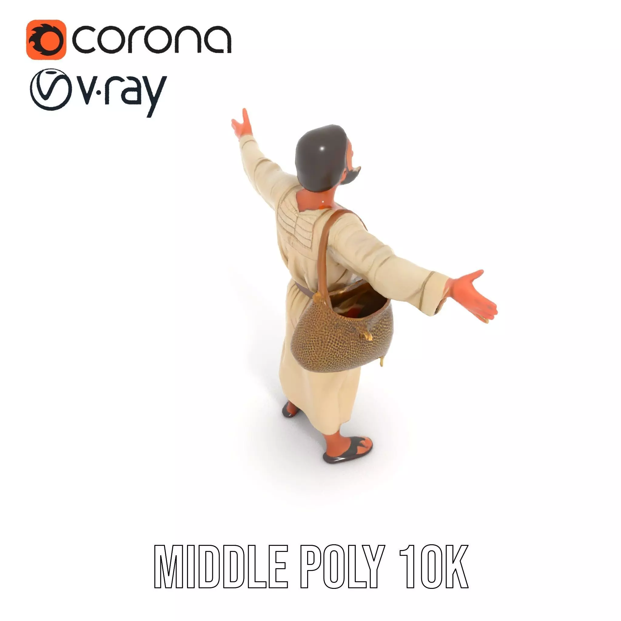 Ancient Traveler Character Model Pack with Traditional Garb Low-poly 3D model_13