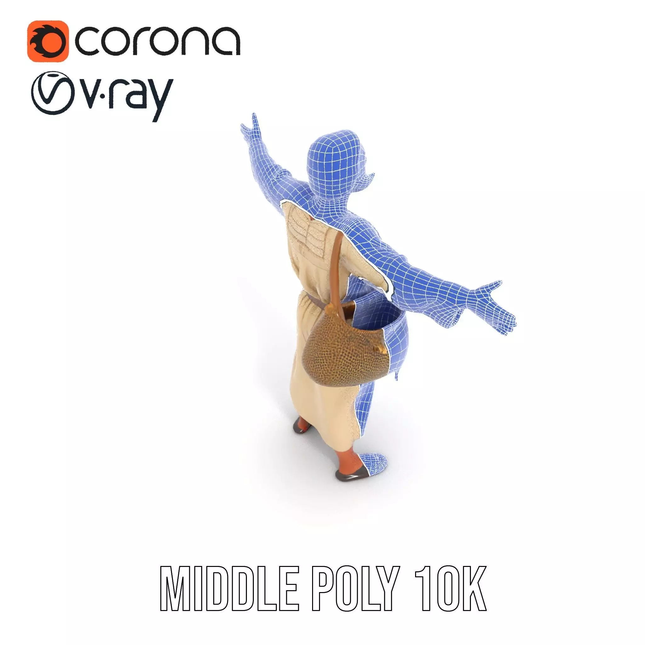 Ancient Traveler Character Model Pack with Traditional Garb Low-poly 3D model_6