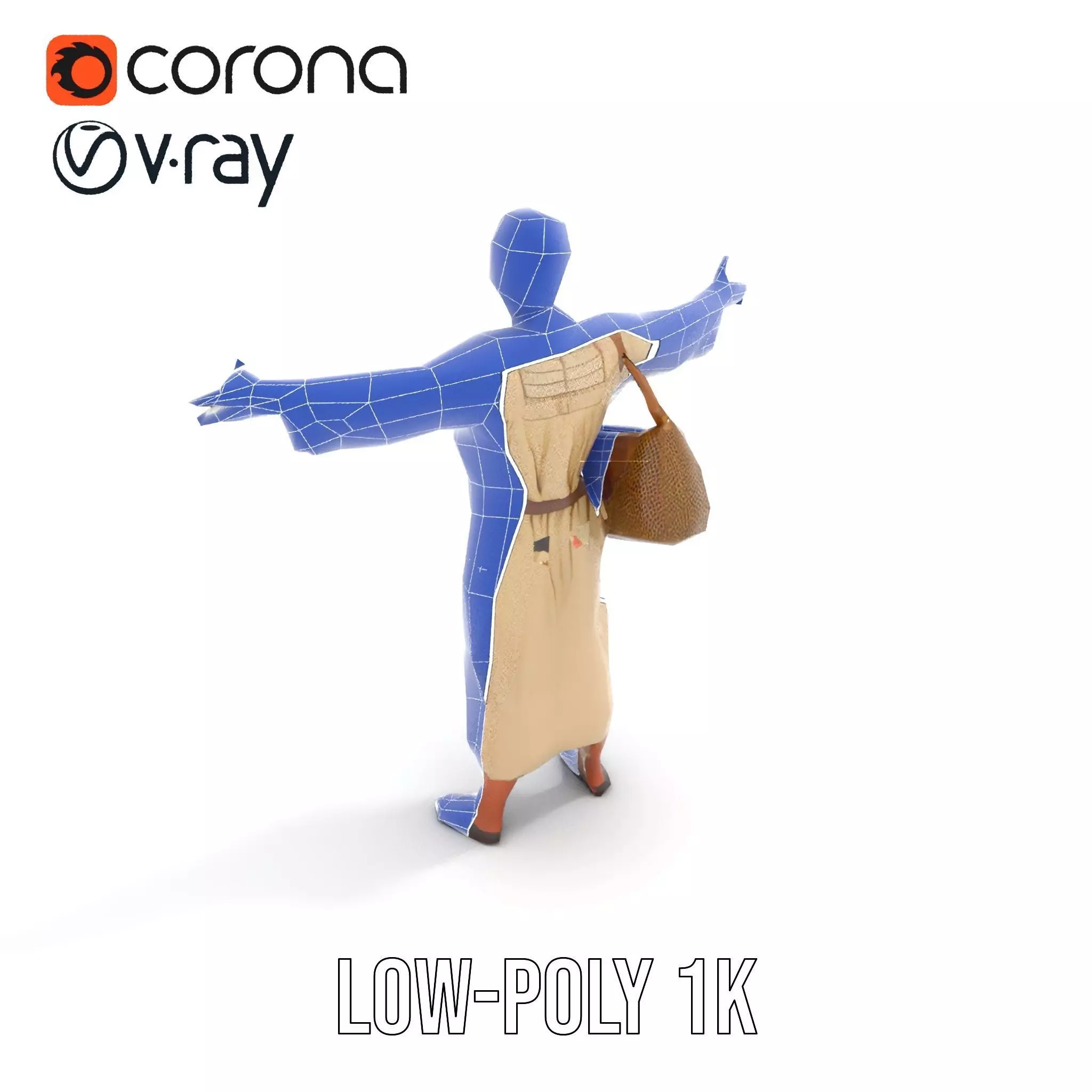 Ancient Traveler Character Model Pack with Traditional Garb Low-poly 3D model_22