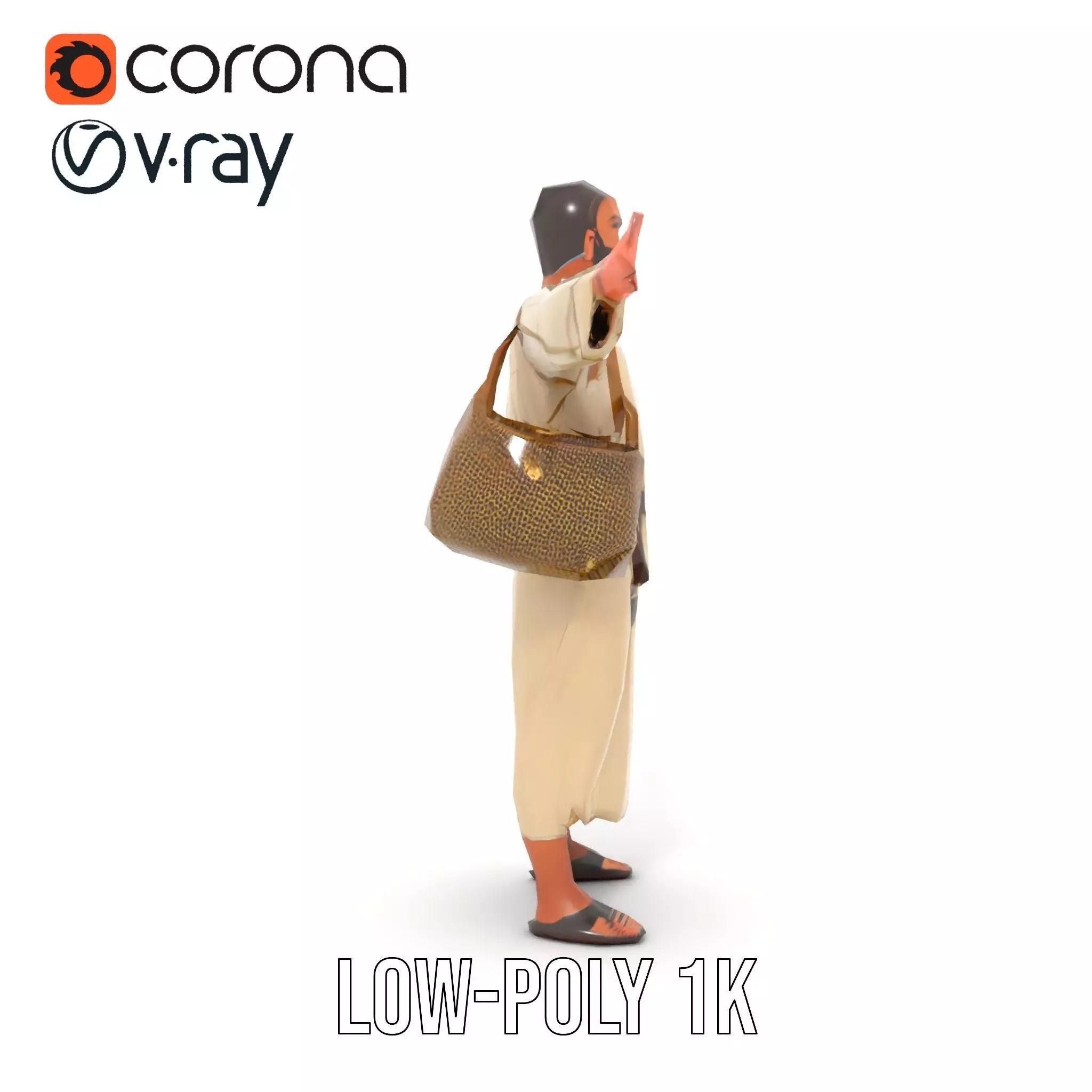 Ancient Traveler Character Model Pack with Traditional Garb Low-poly 3D model_20