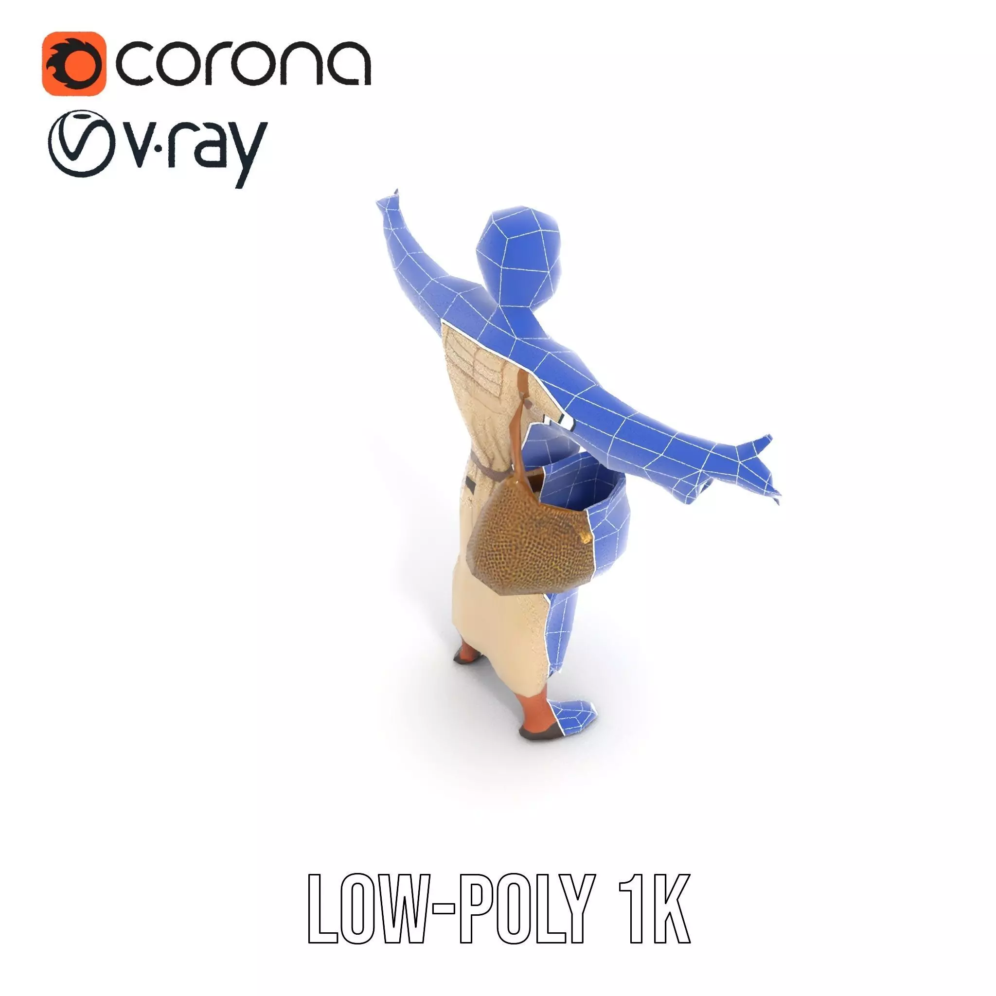 Ancient Traveler Character Model Pack with Traditional Garb Low-poly 3D model_11