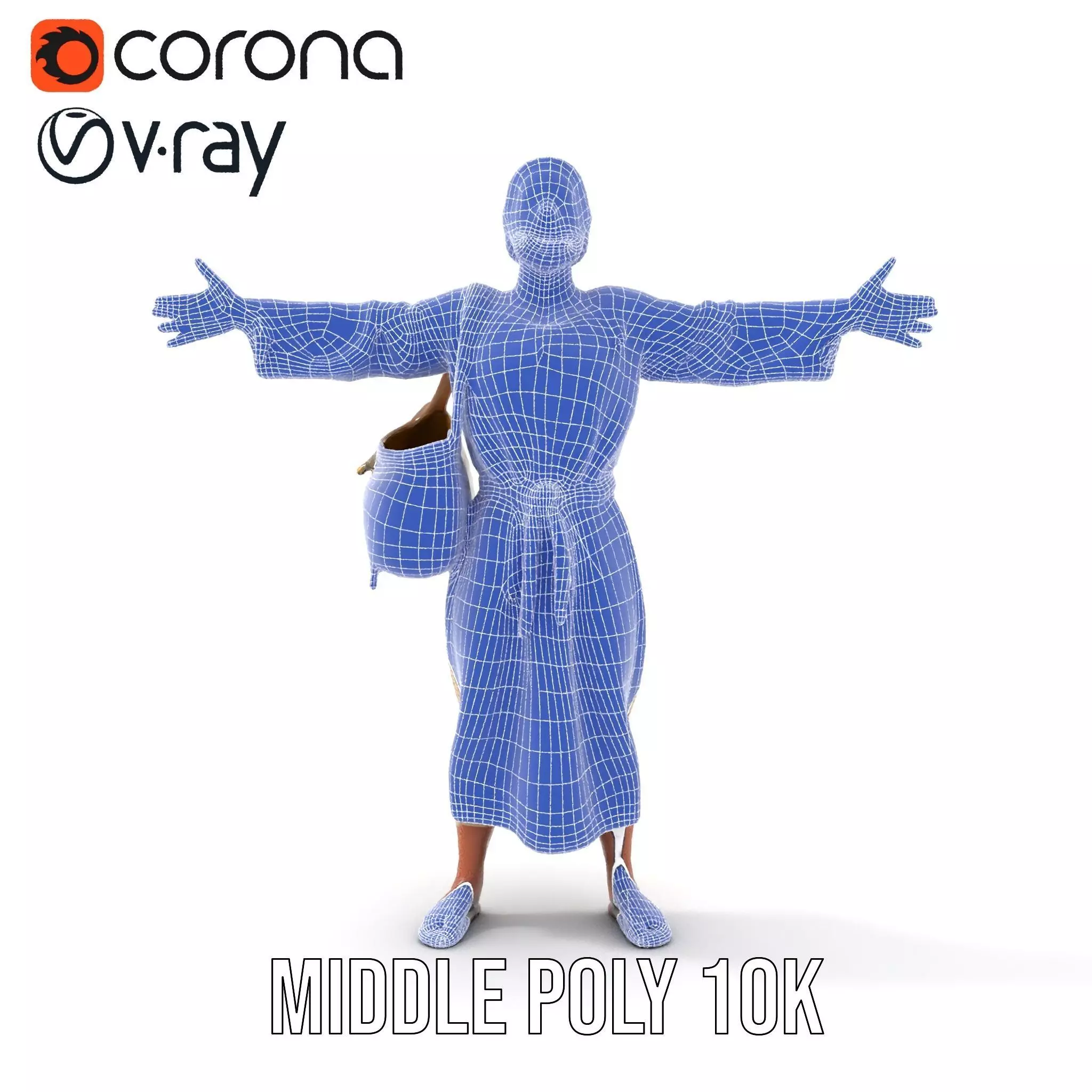 Ancient Traveler Character Model Pack with Traditional Garb Low-poly 3D model_23