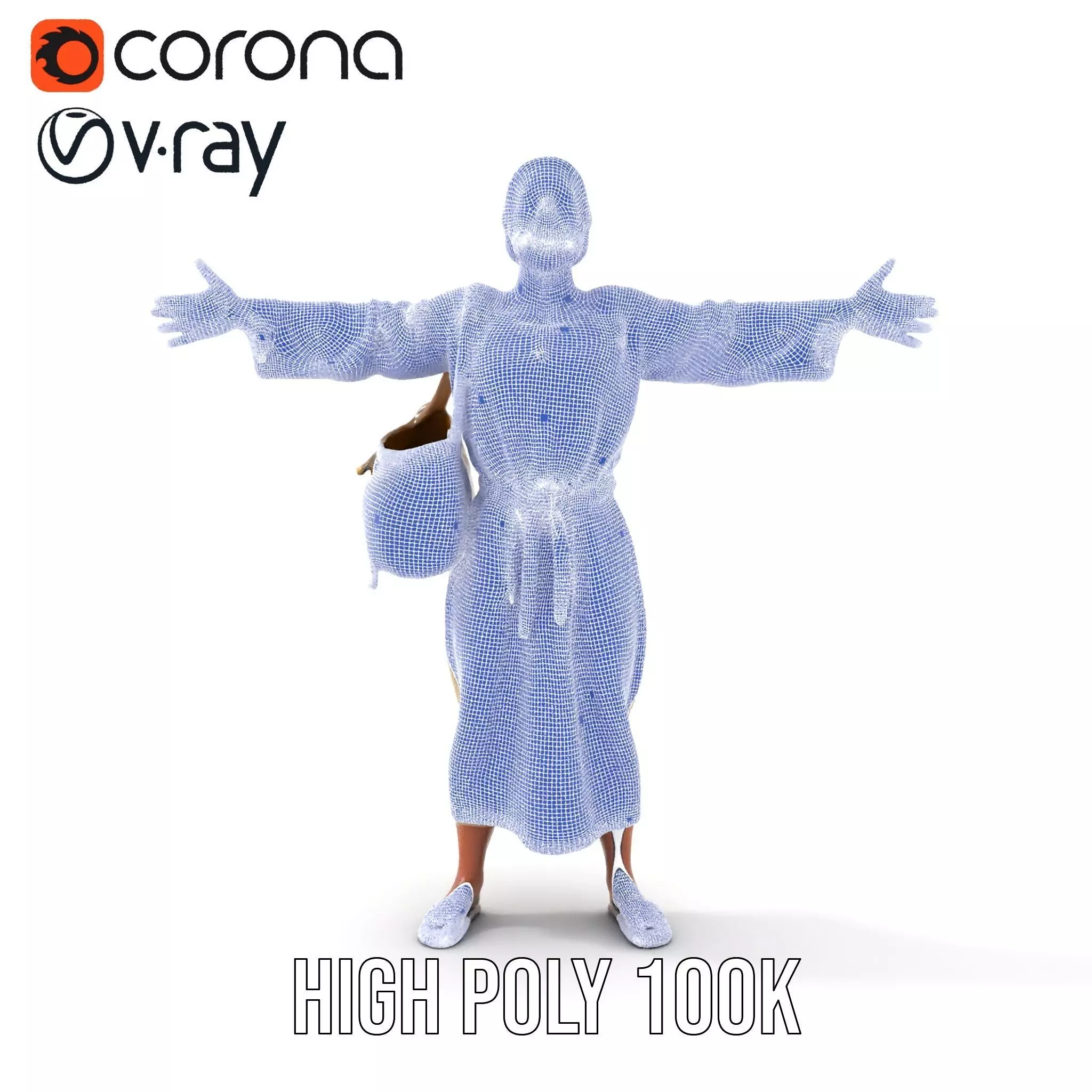 Ancient Traveler Character Model Pack with Traditional Garb Low-poly 3D model_12