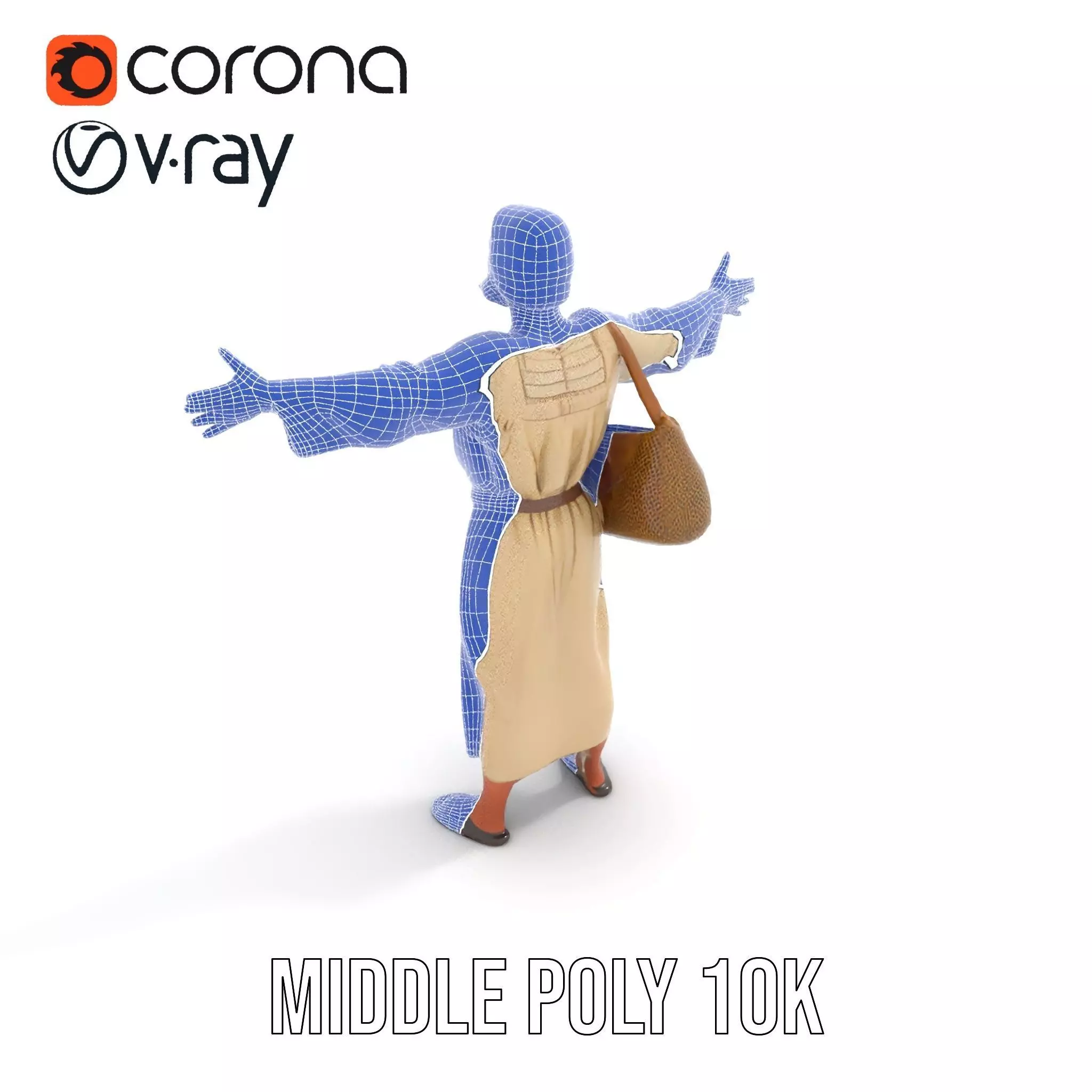 Ancient Traveler Character Model Pack with Traditional Garb Low-poly 3D model_29