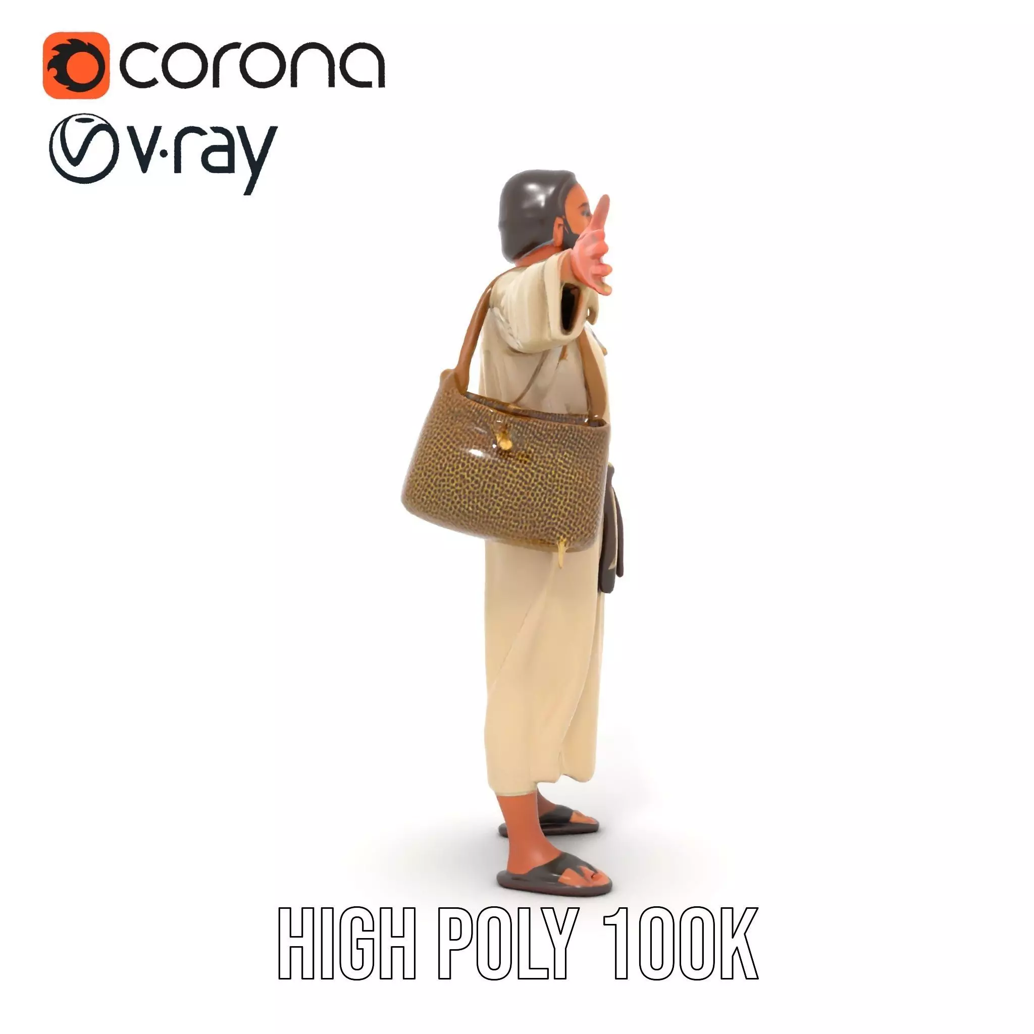 Ancient Traveler Character Model Pack with Traditional Garb Low-poly 3D model_32