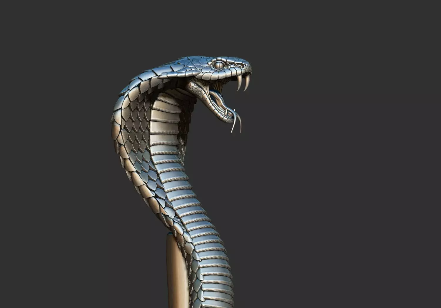 Snake Cobra Head Stick Walking Cane 3D Printable Model 3D print model_3