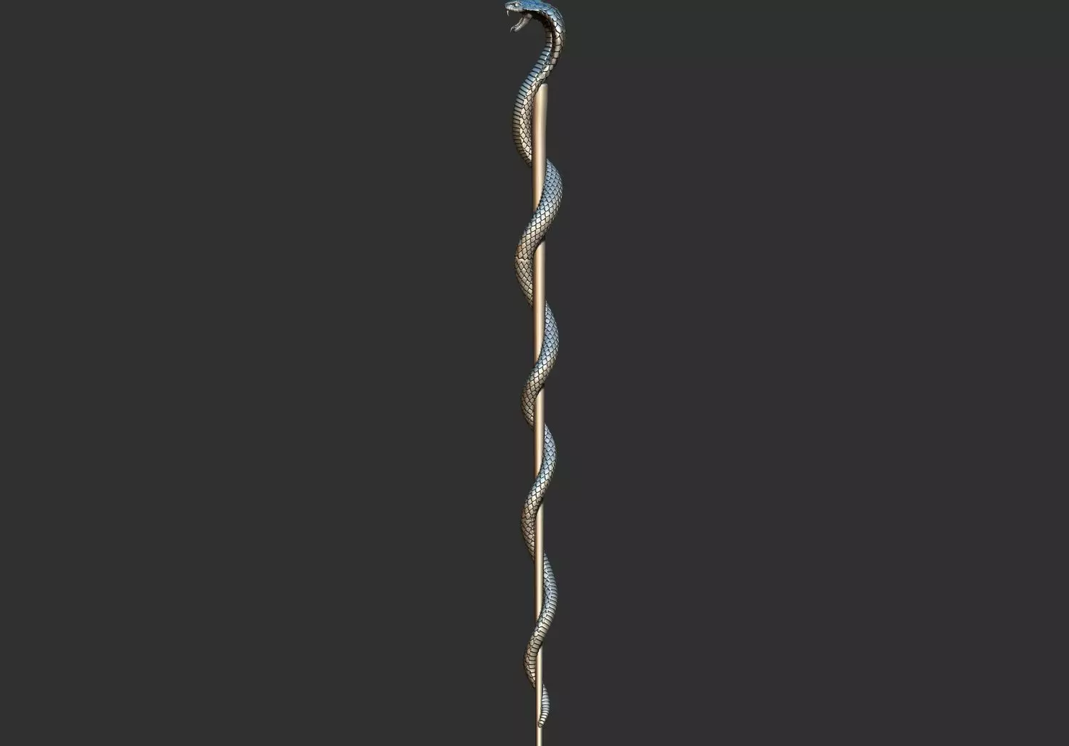 Snake Cobra Head Stick Walking Cane 3D Printable Model 3D print model_1