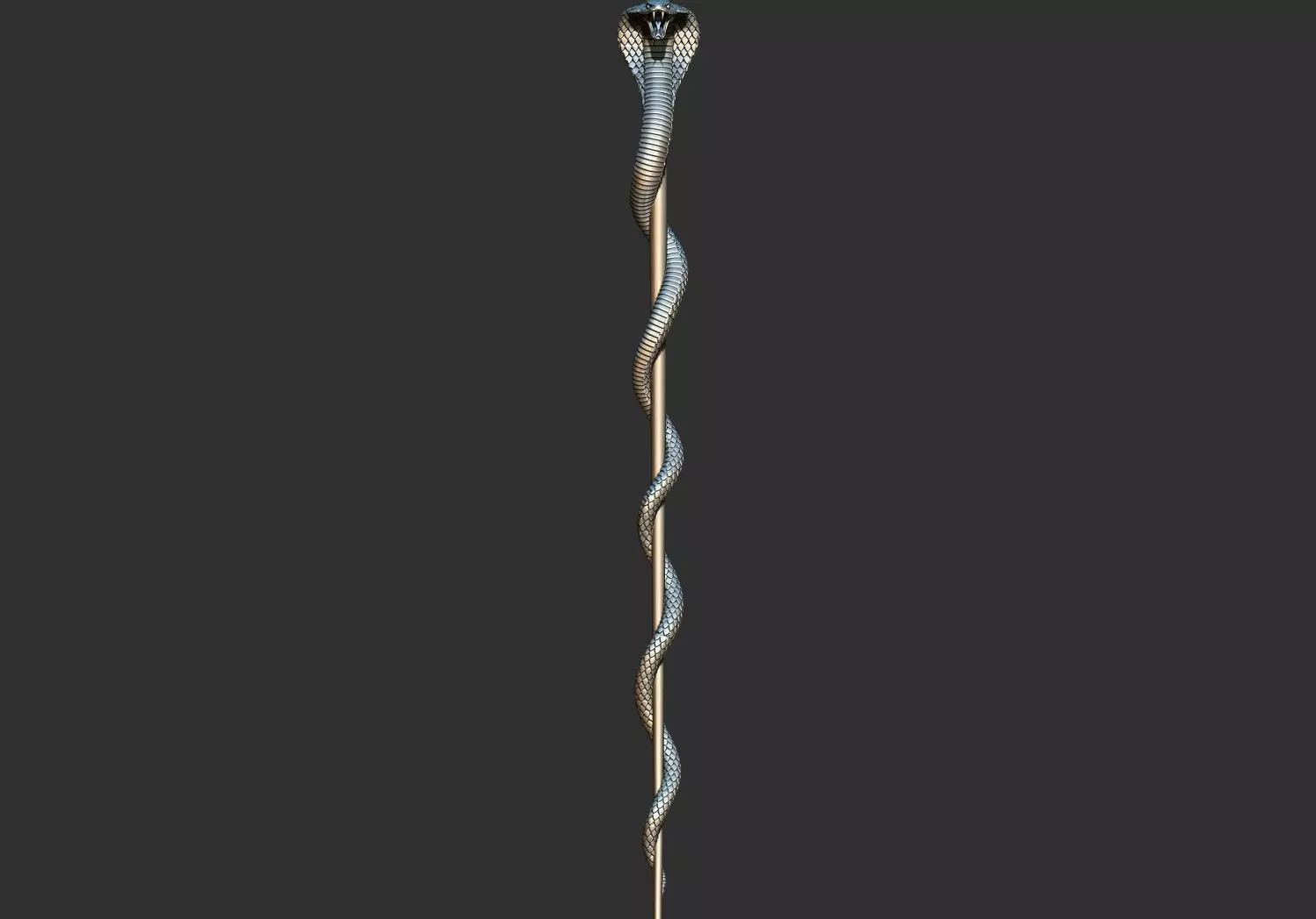Snake Cobra Head Stick Walking Cane 3D Printable Model 3D print model_6