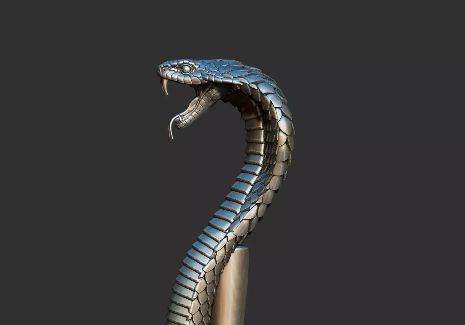 Snake Cobra Head Stick Walking Cane 3D Printable Model 3D print model_2