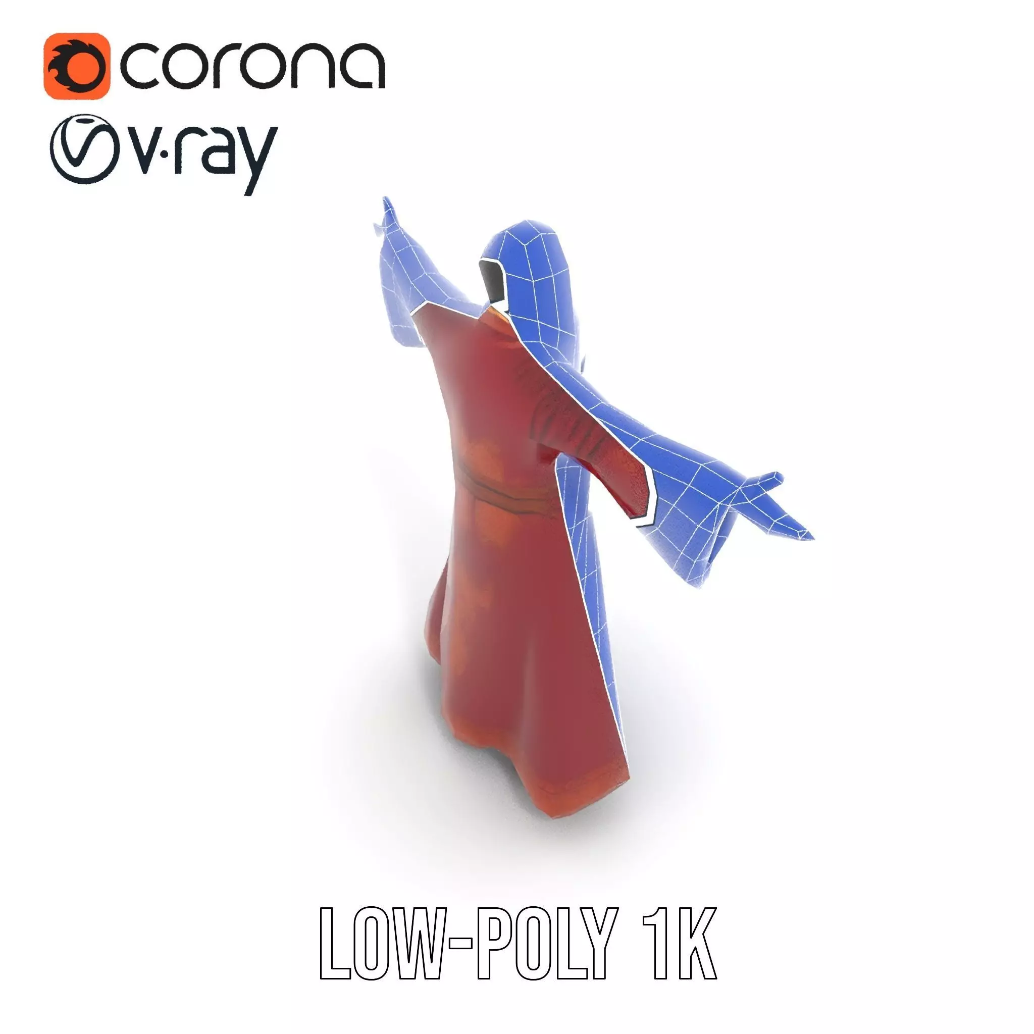 Wizard Character Model Pack with Detailed Robe and Accessories Low-poly 3D model_23