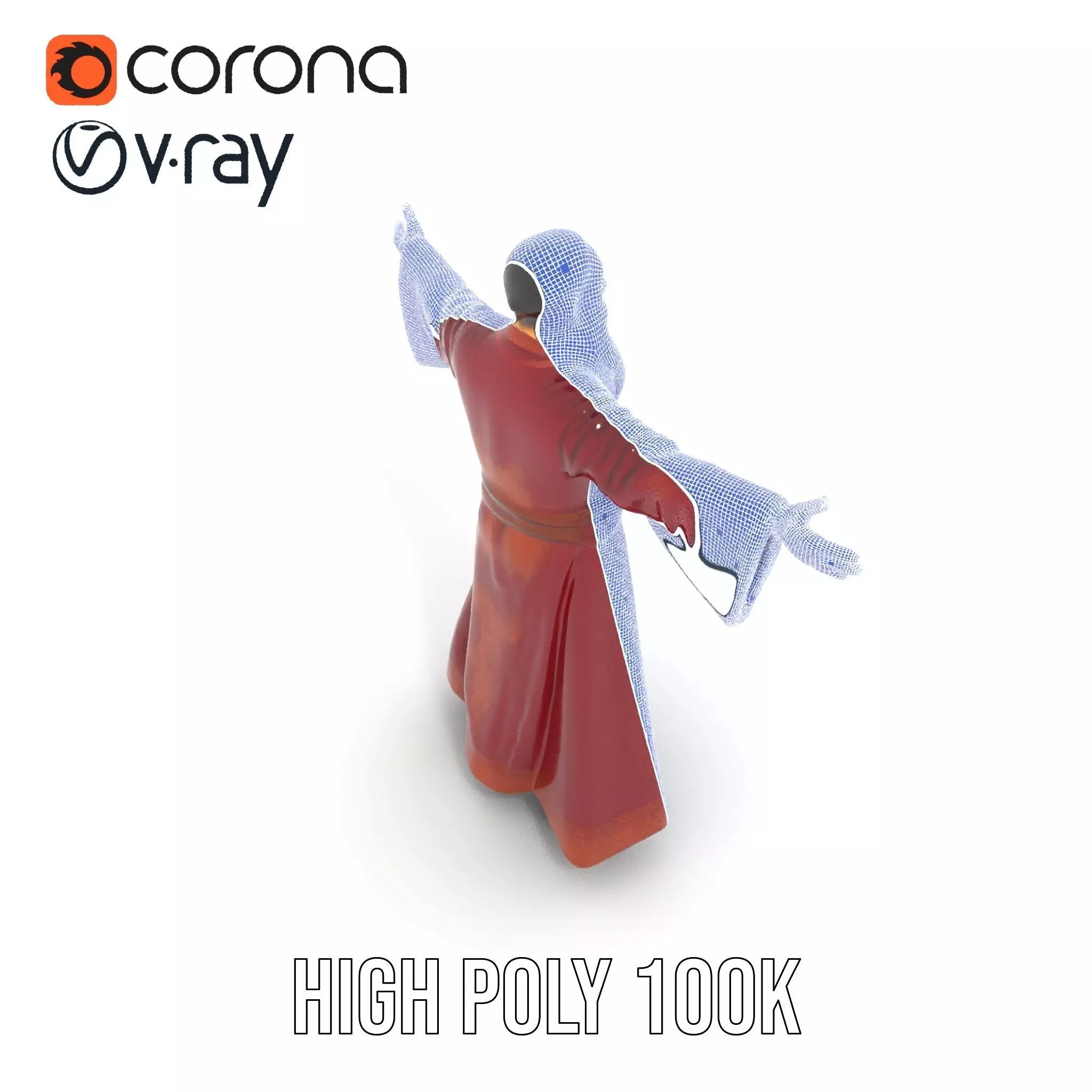 Wizard Character Model Pack with Detailed Robe and Accessories Low-poly 3D model_30