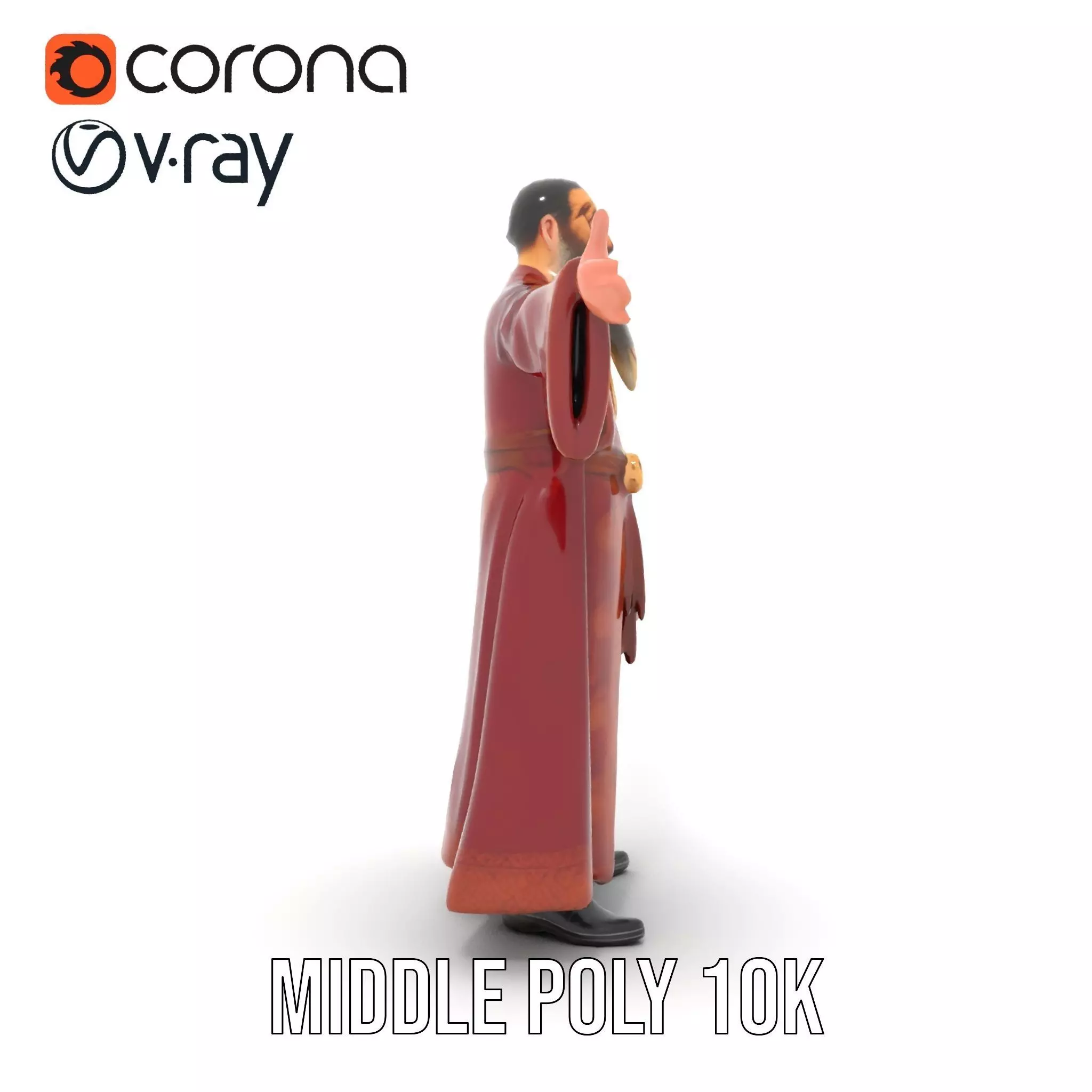 Wizard Character Model Pack with Detailed Robe and Accessories Low-poly 3D model_7