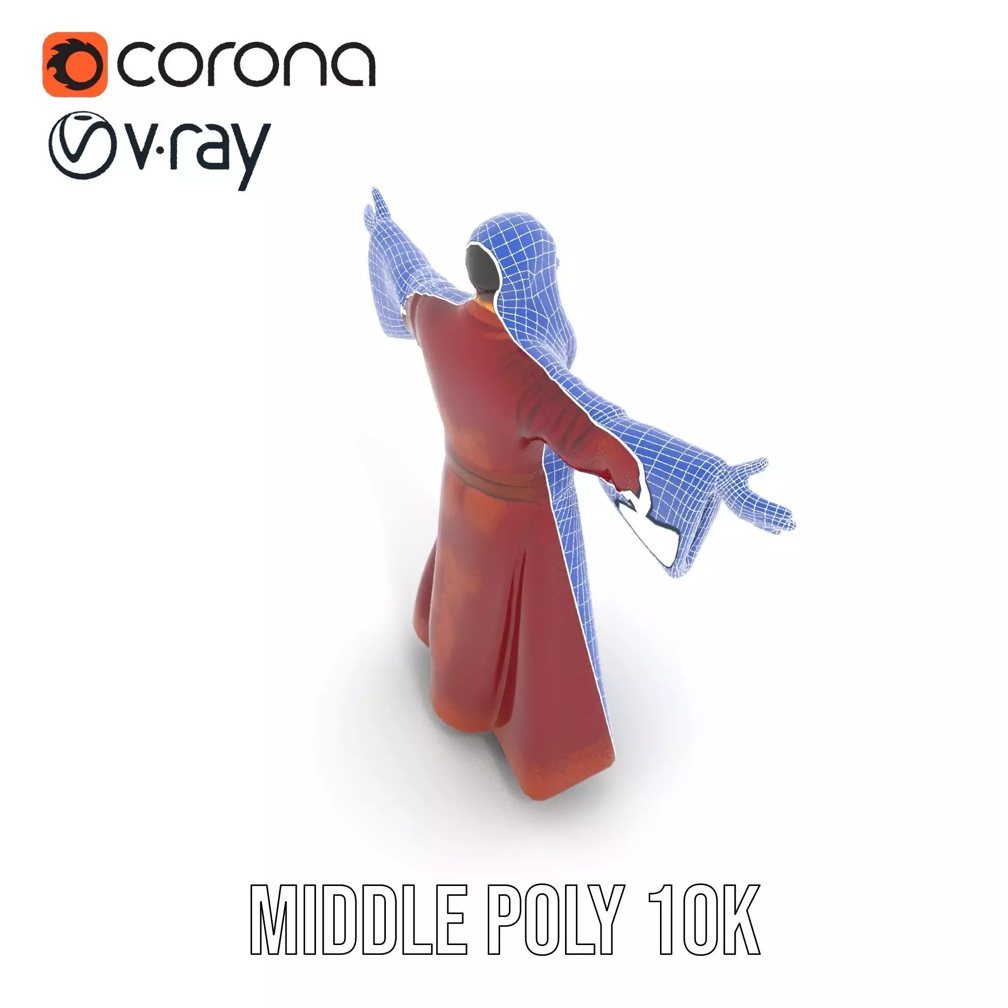 Wizard Character Model Pack with Detailed Robe and Accessories Low-poly 3D model_28