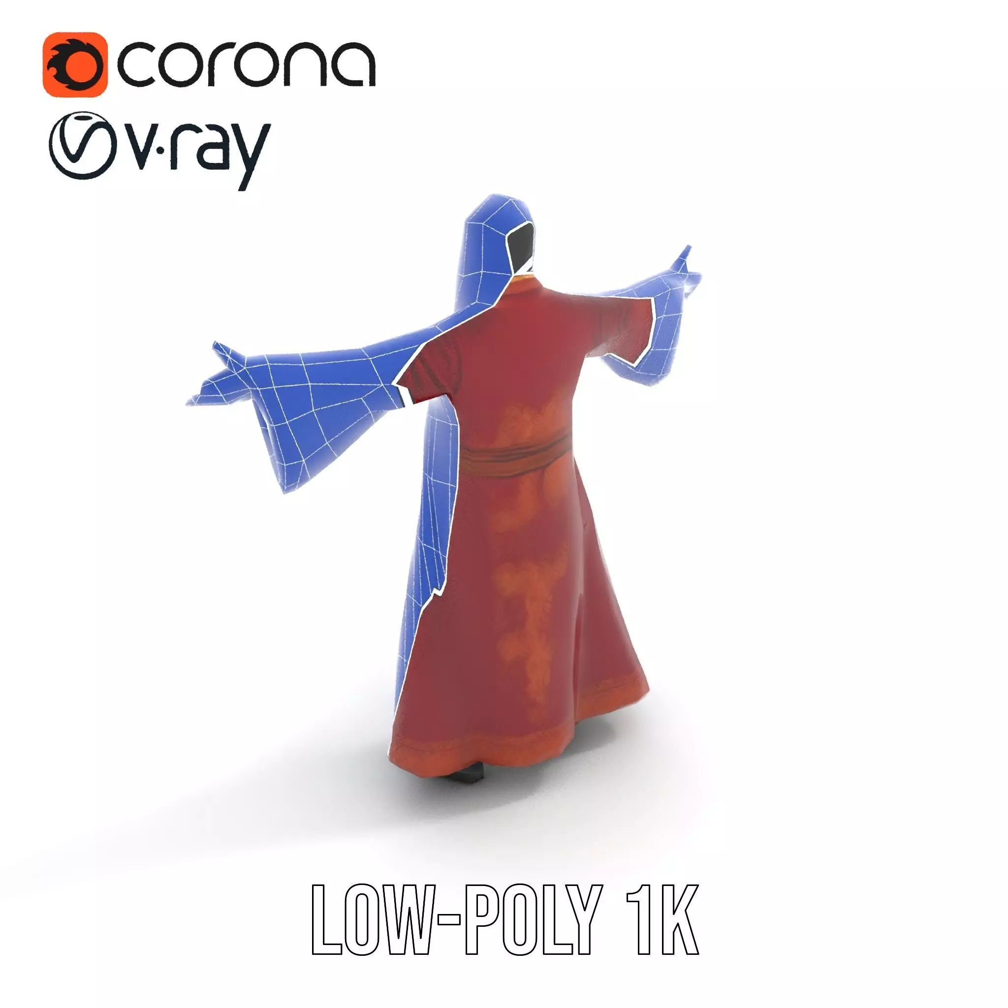 Wizard Character Model Pack with Detailed Robe and Accessories Low-poly 3D model_32