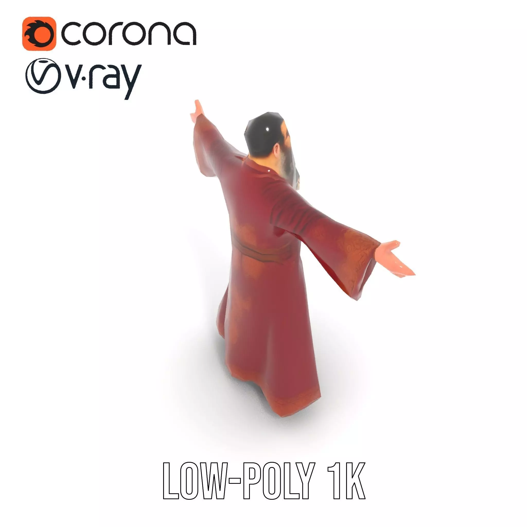 Wizard Character Model Pack with Detailed Robe and Accessories Low-poly 3D model_14