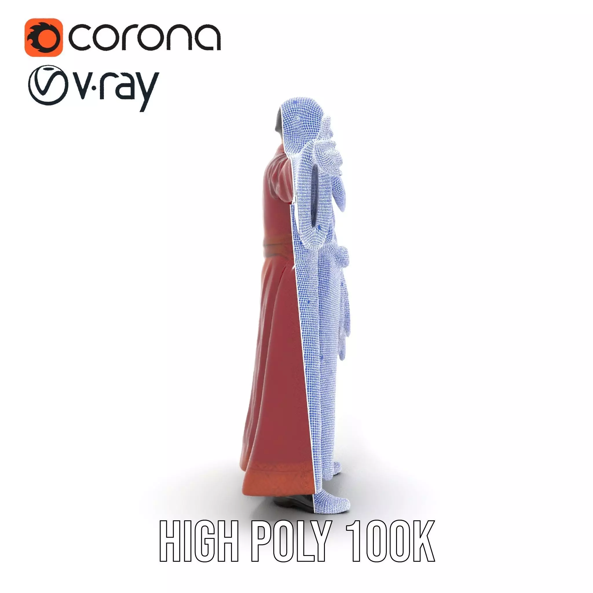 Wizard Character Model Pack with Detailed Robe and Accessories Low-poly 3D model_33
