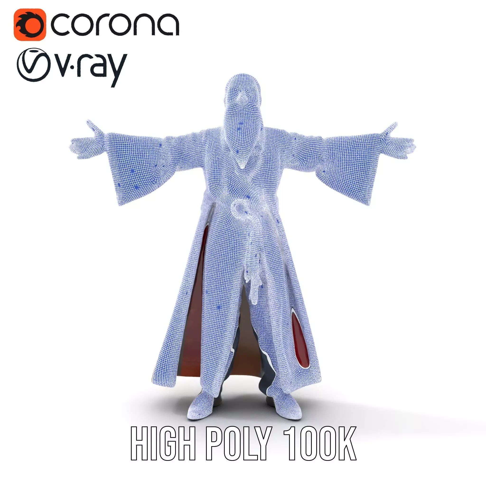 Wizard Character Model Pack with Detailed Robe and Accessories Low-poly 3D model_27