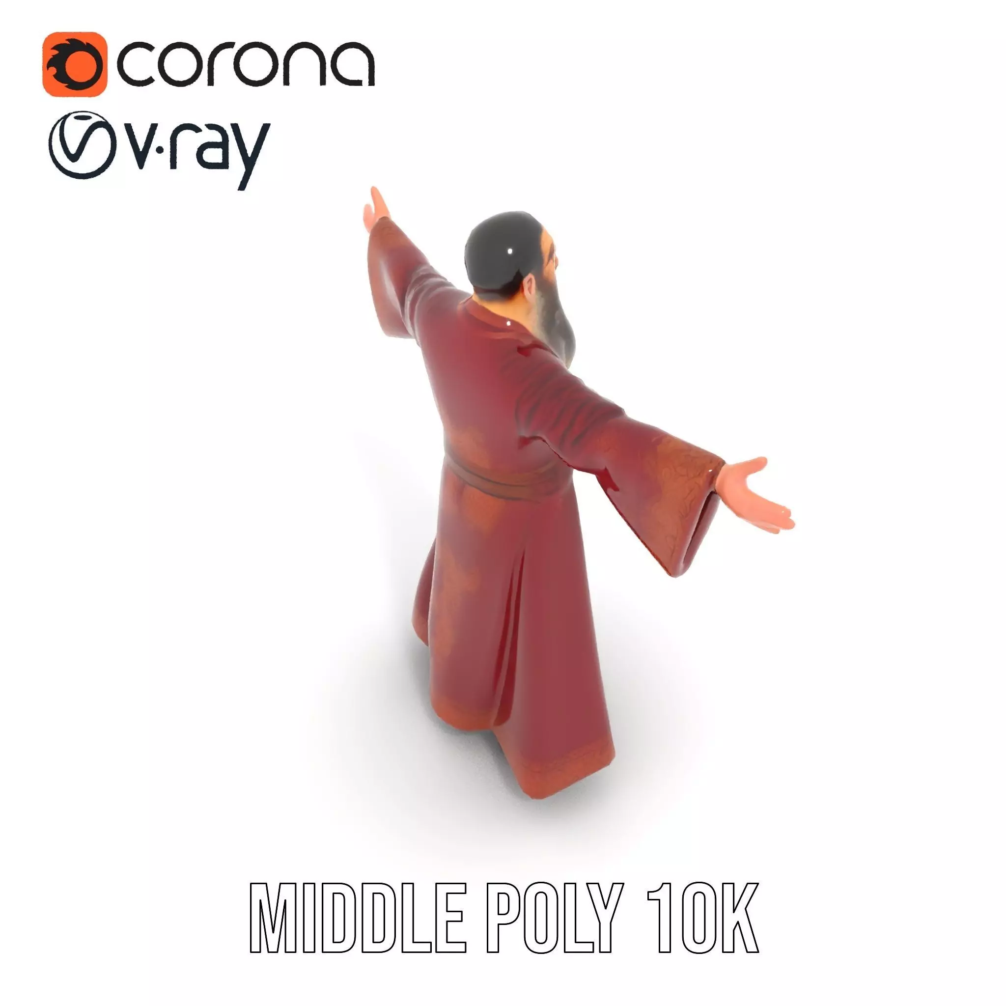Wizard Character Model Pack with Detailed Robe and Accessories Low-poly 3D model_11