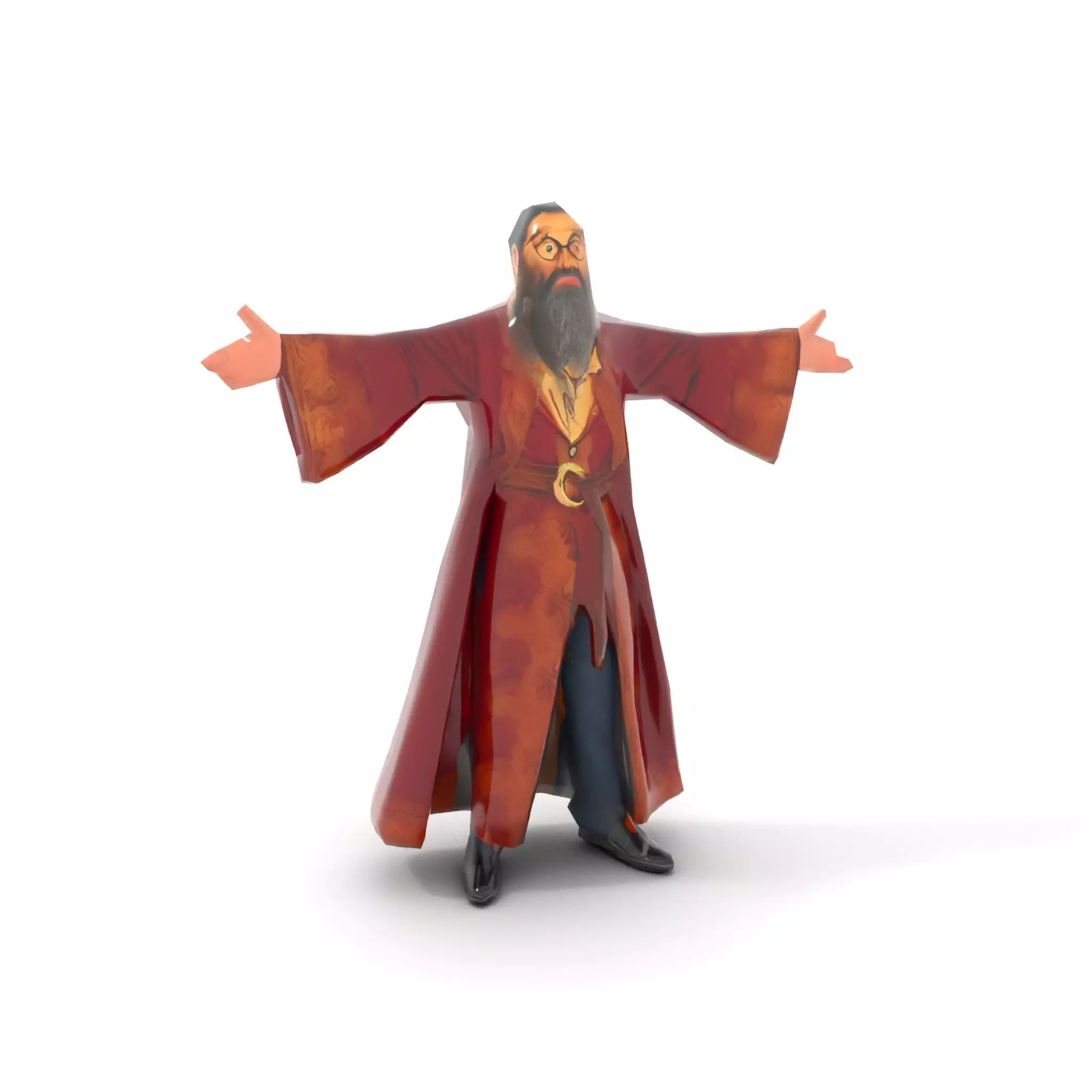 Wizard Character Model Pack with Detailed Robe and Accessories Low-poly 3D model_8