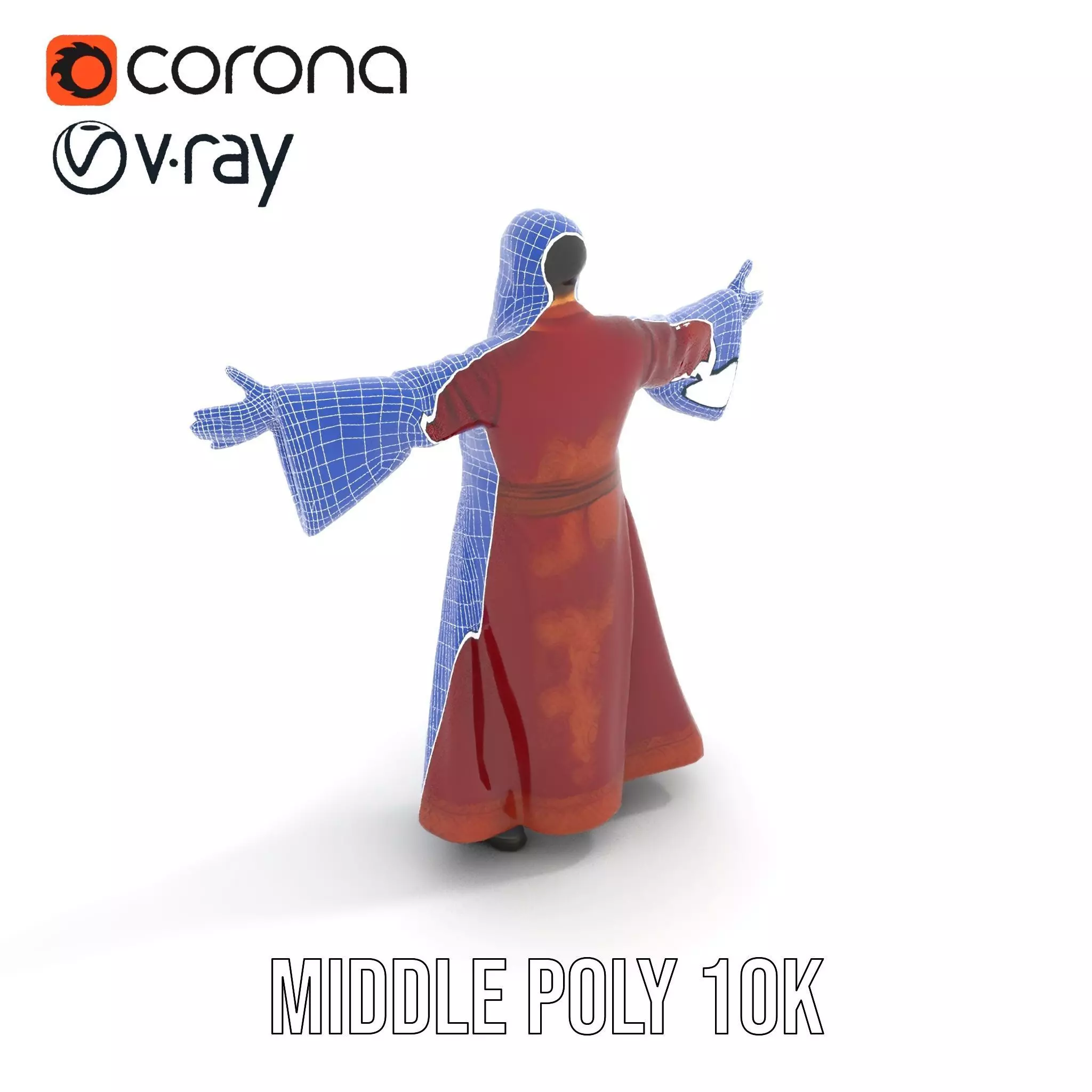 Wizard Character Model Pack with Detailed Robe and Accessories Low-poly 3D model_25