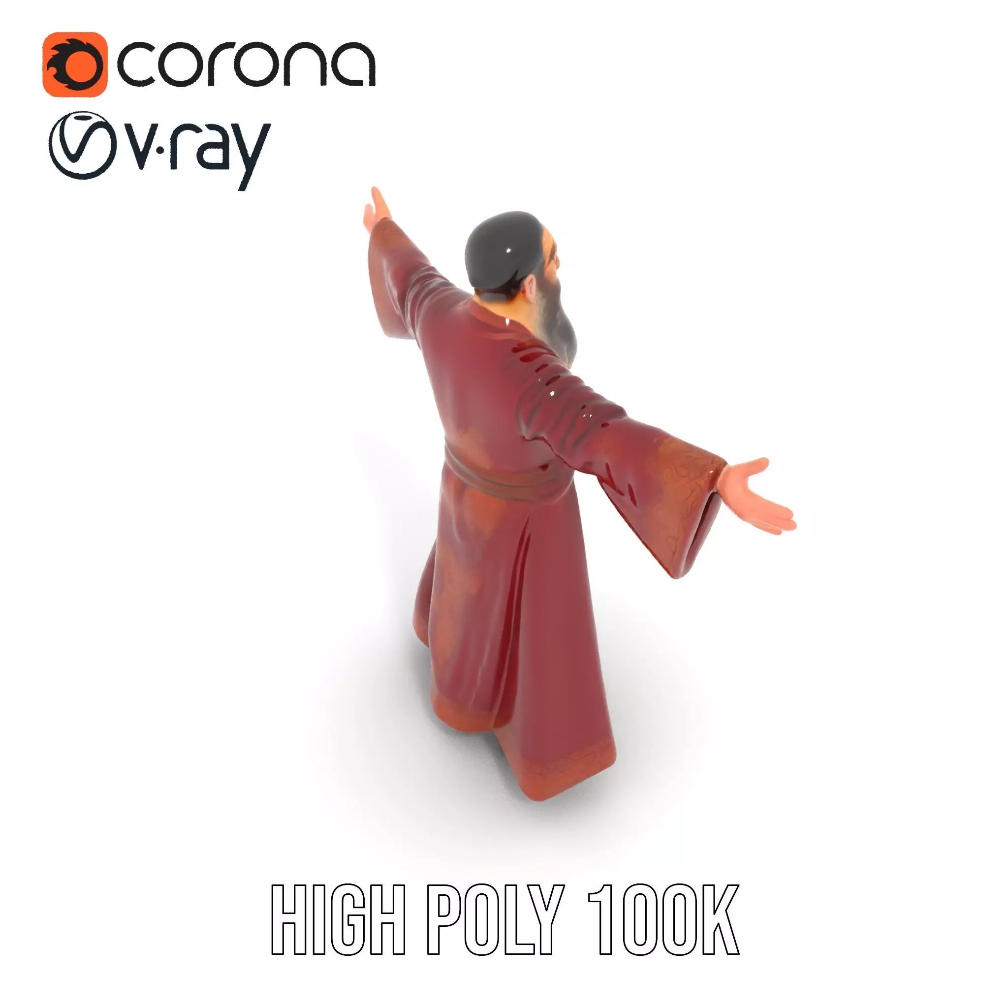 Wizard Character Model Pack with Detailed Robe and Accessories Low-poly 3D model_10