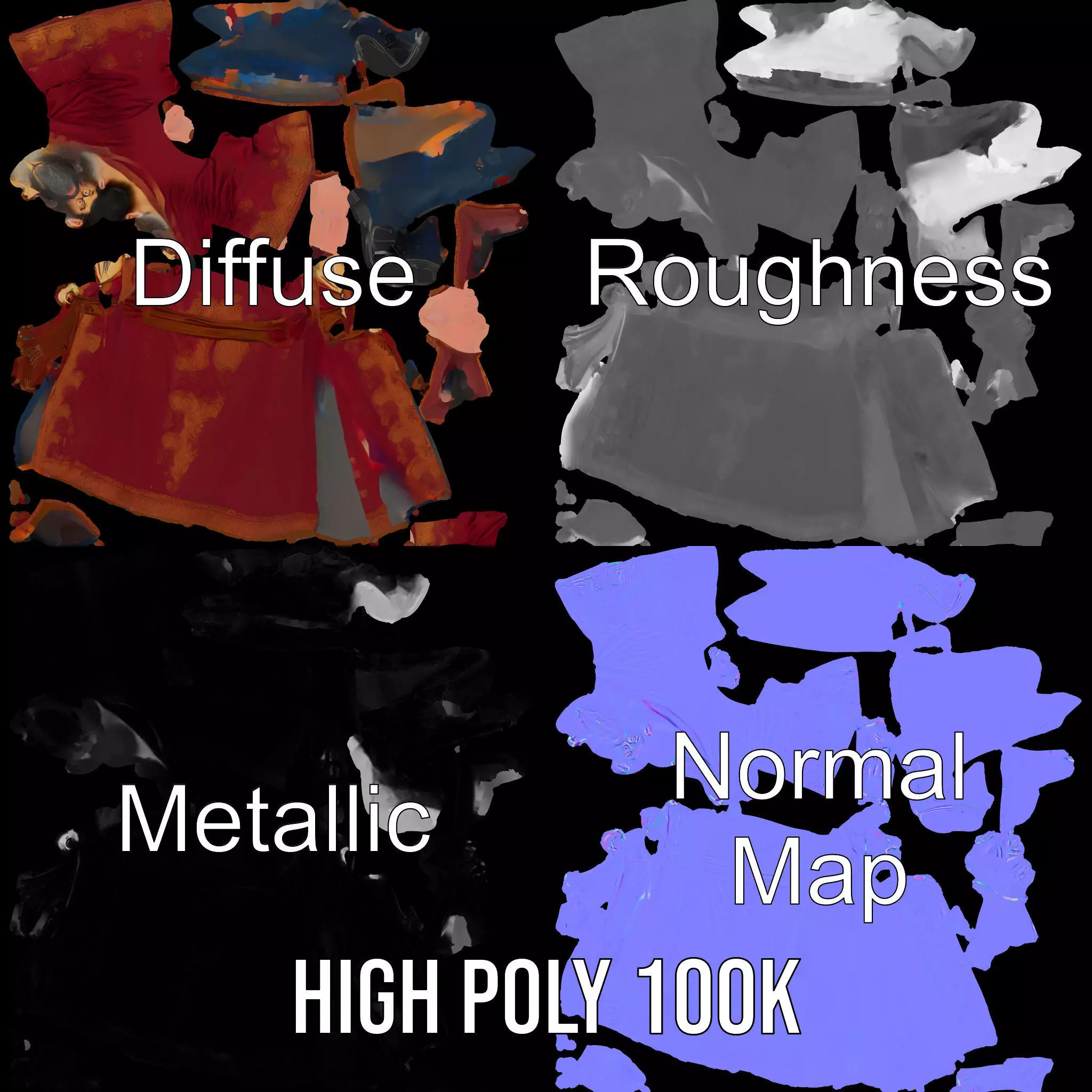 Wizard Character Model Pack with Detailed Robe and Accessories Low-poly 3D model_4