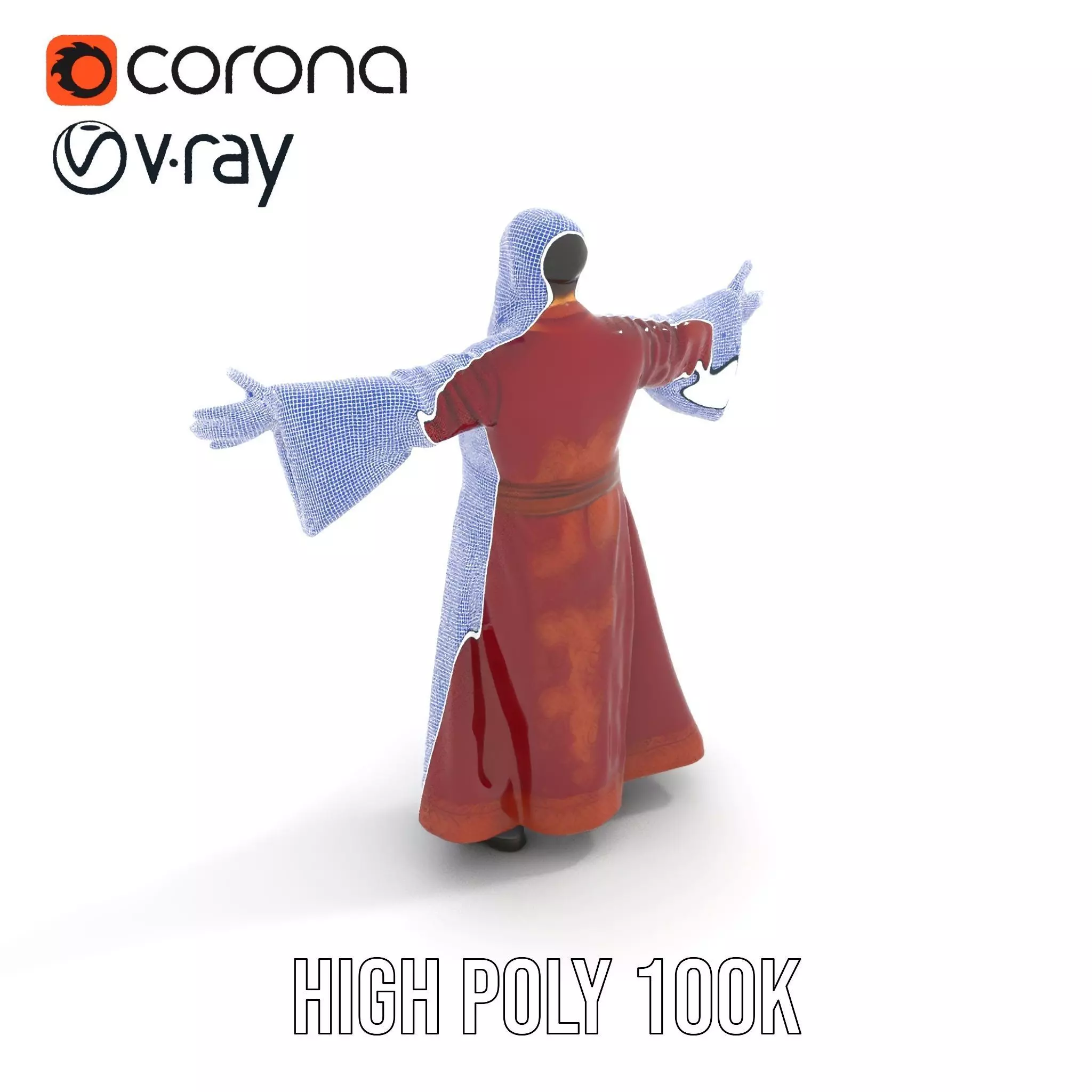 Wizard Character Model Pack with Detailed Robe and Accessories Low-poly 3D model_18