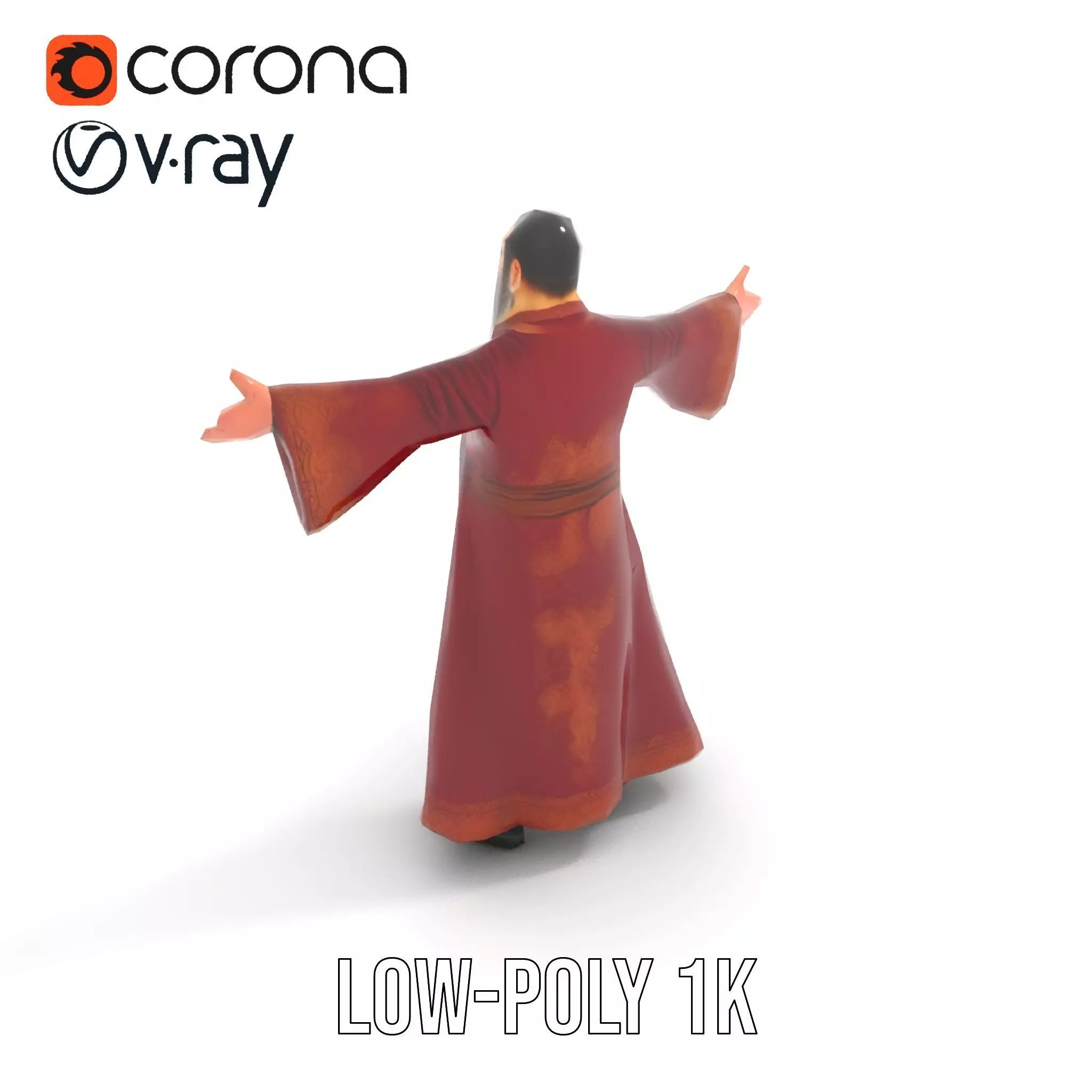 Wizard Character Model Pack with Detailed Robe and Accessories Low-poly 3D model_9