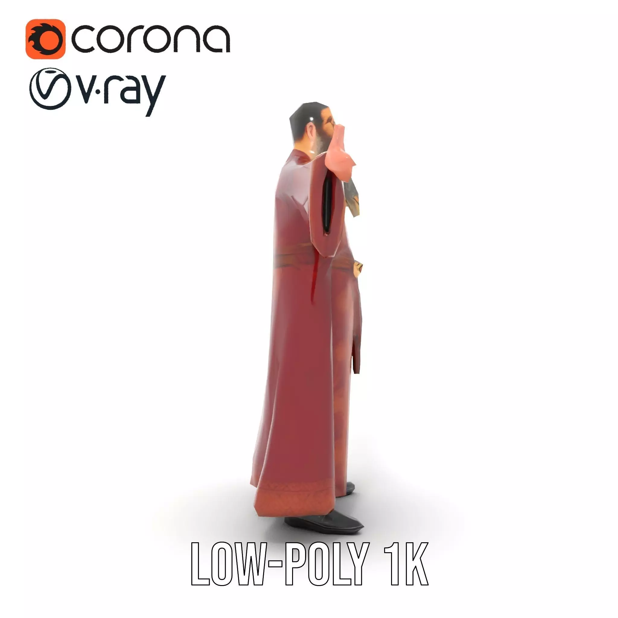 Wizard Character Model Pack with Detailed Robe and Accessories Low-poly 3D model_17