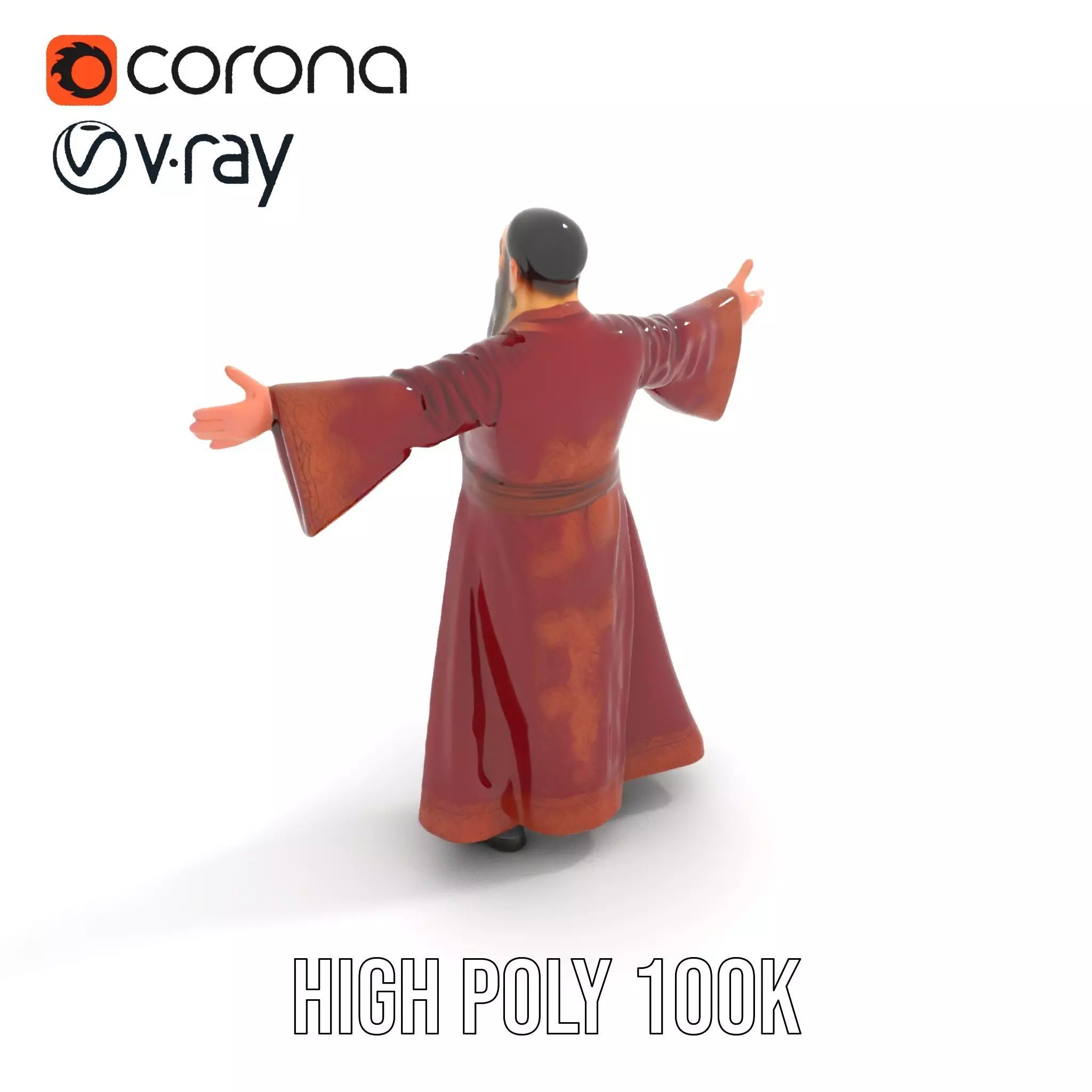 Wizard Character Model Pack with Detailed Robe and Accessories Low-poly 3D model_15