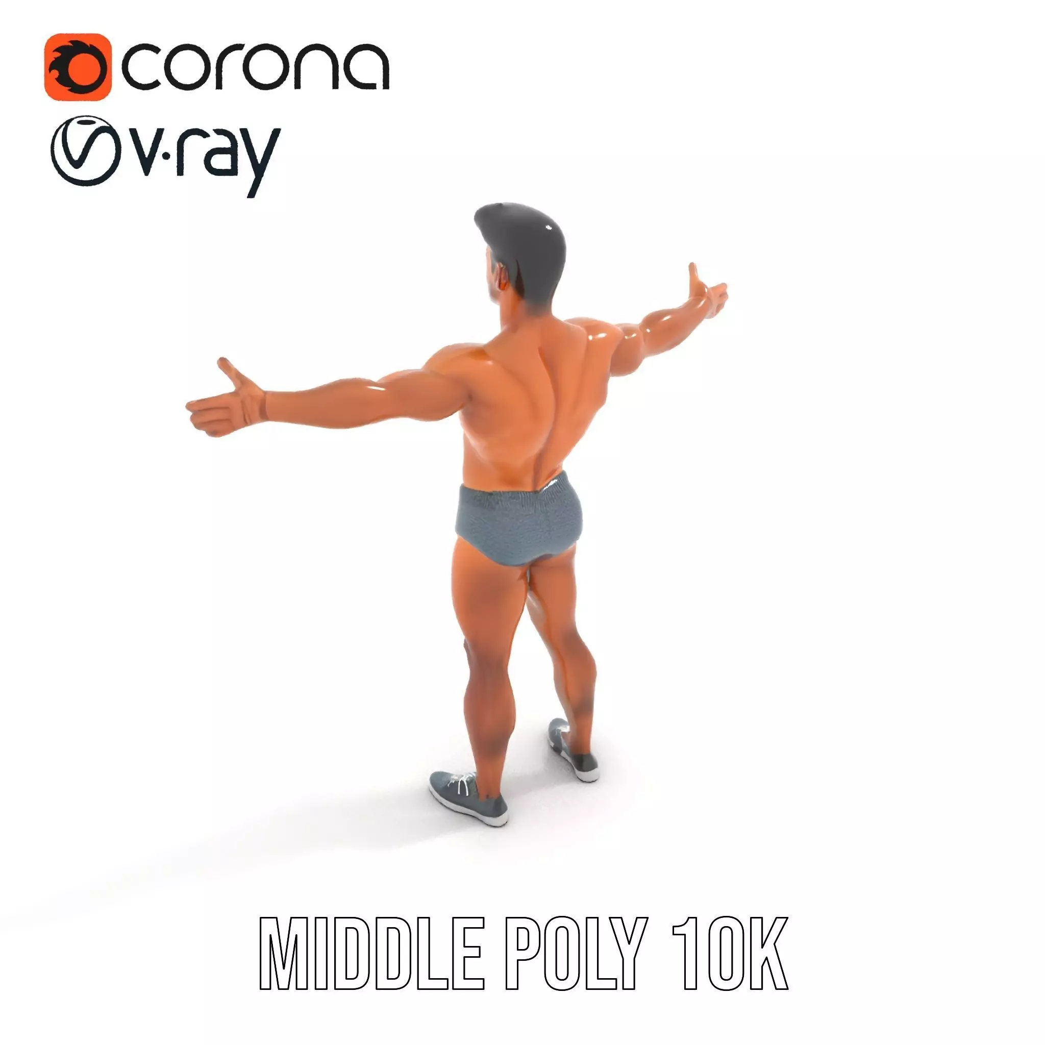Male Fitness Model Pack with Detailed Anatomy Low-poly 3D model_6