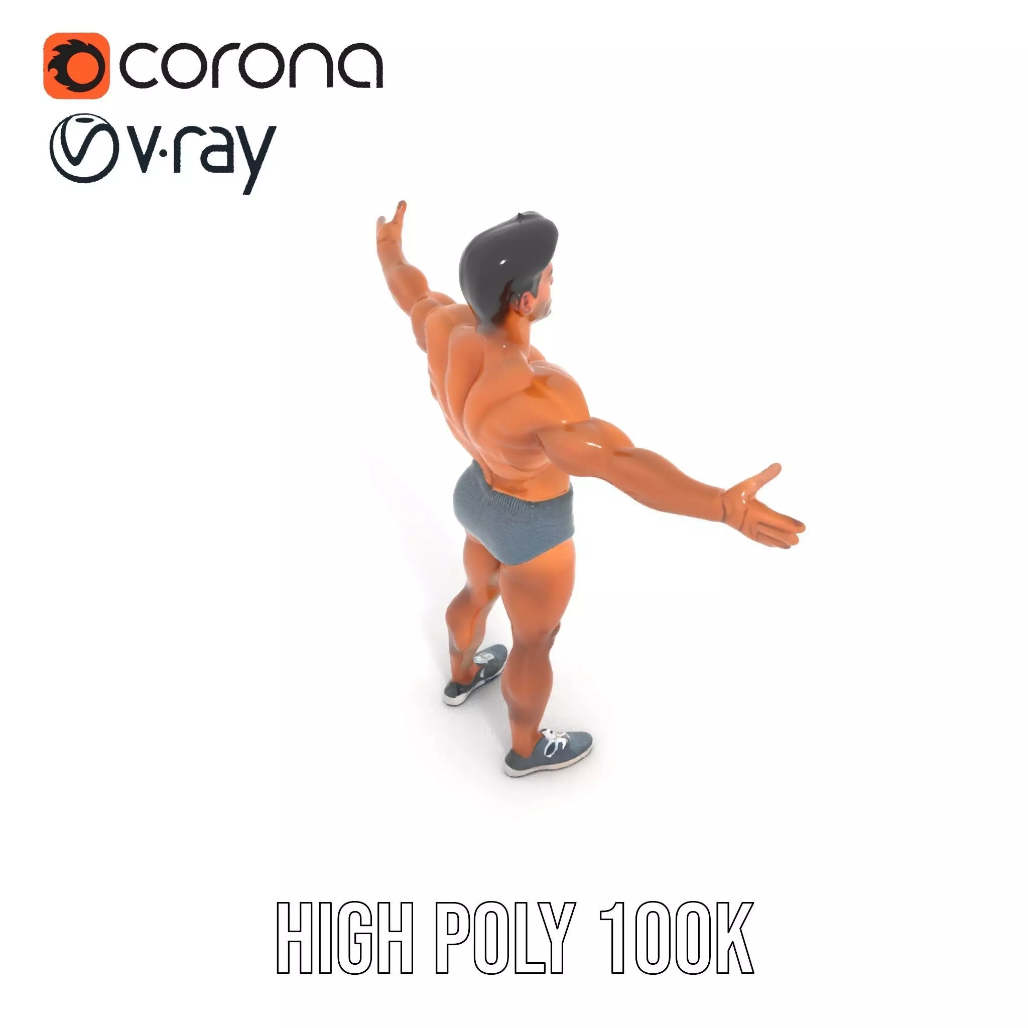 Male Fitness Model Pack with Detailed Anatomy Low-poly 3D model_27