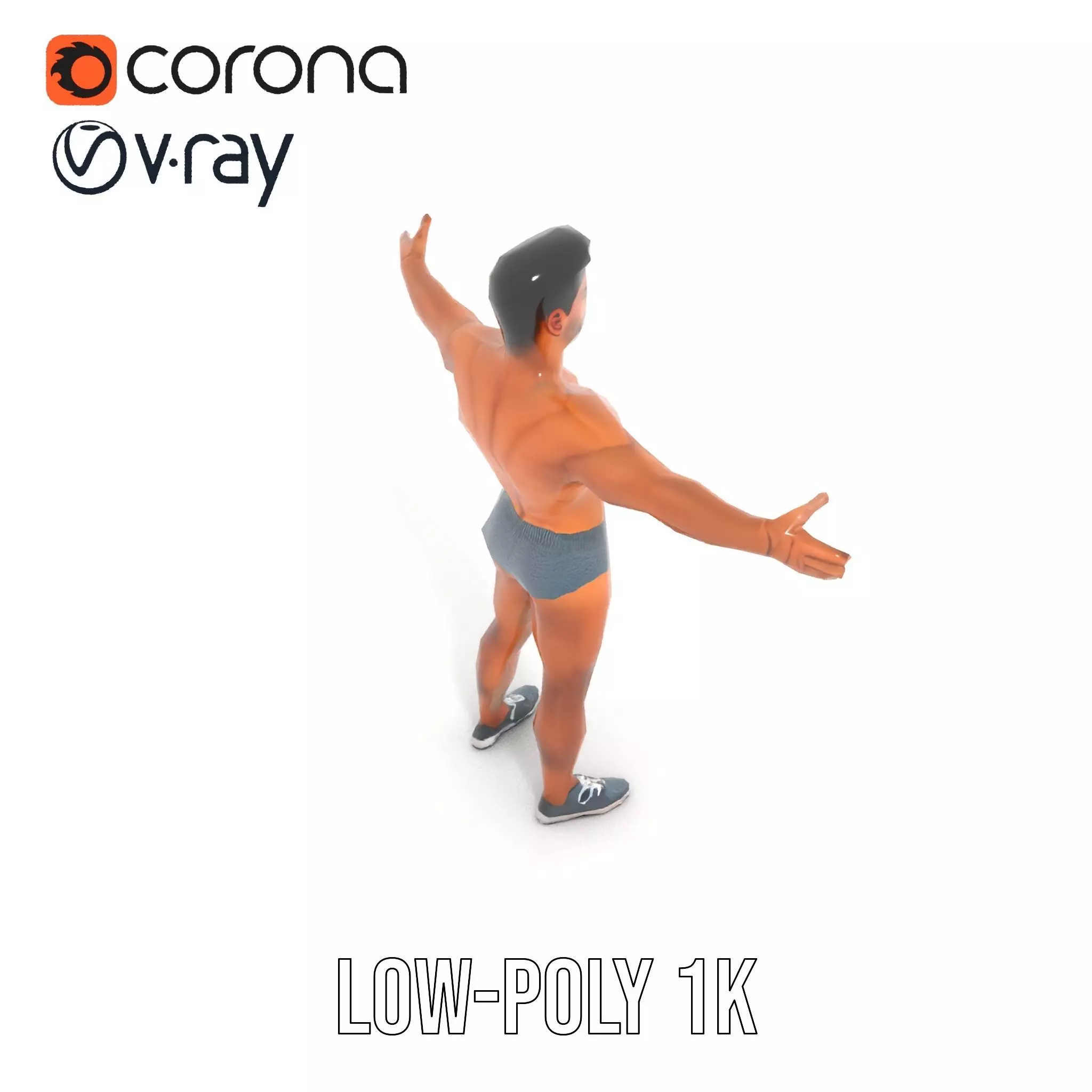 Male Fitness Model Pack with Detailed Anatomy Low-poly 3D model_9